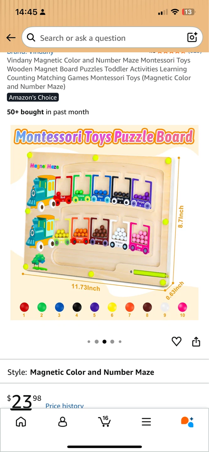 Vindany Magnetic Color and Number Maze Montessori Toy - photo 3
