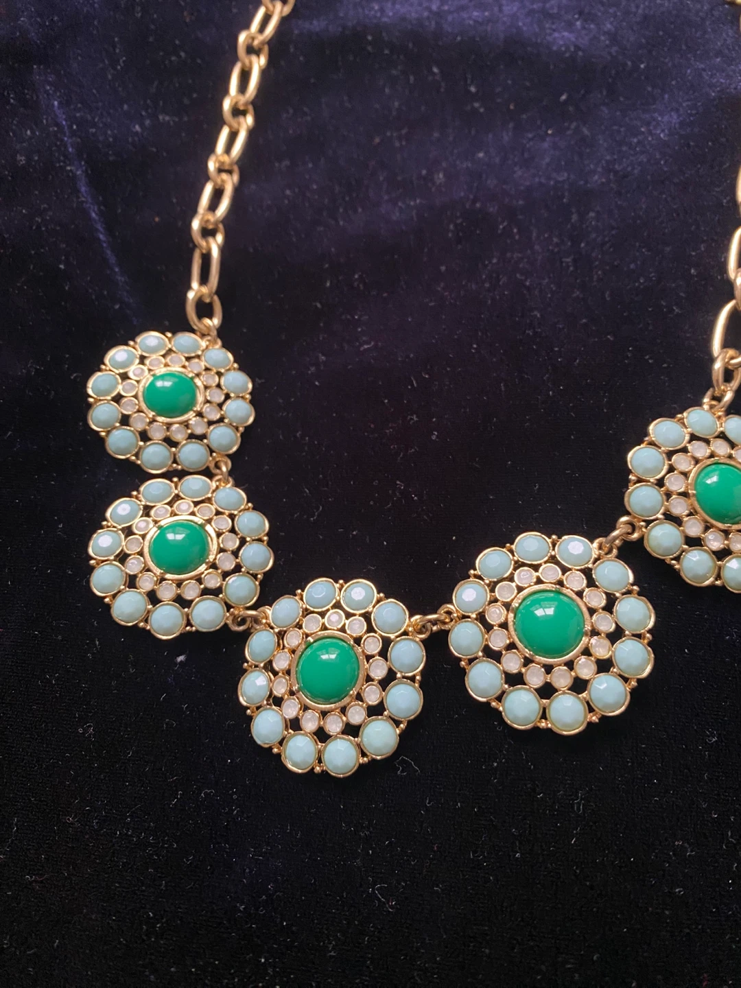 J. Crew Gold Tone Necklace with Teal Stones ⚽️ - photo 2