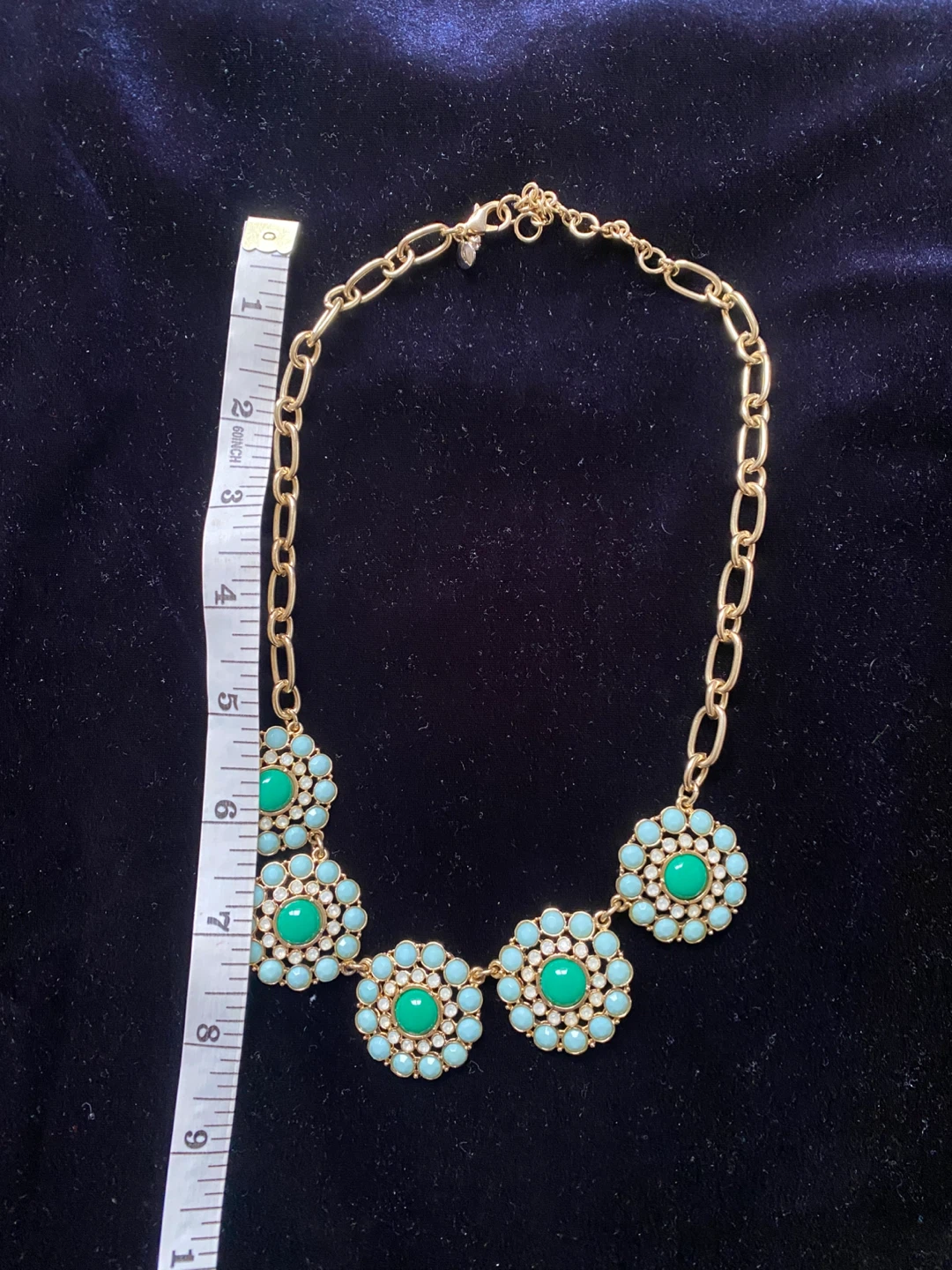 J. Crew Gold Tone Necklace with Teal Stones ⚽️