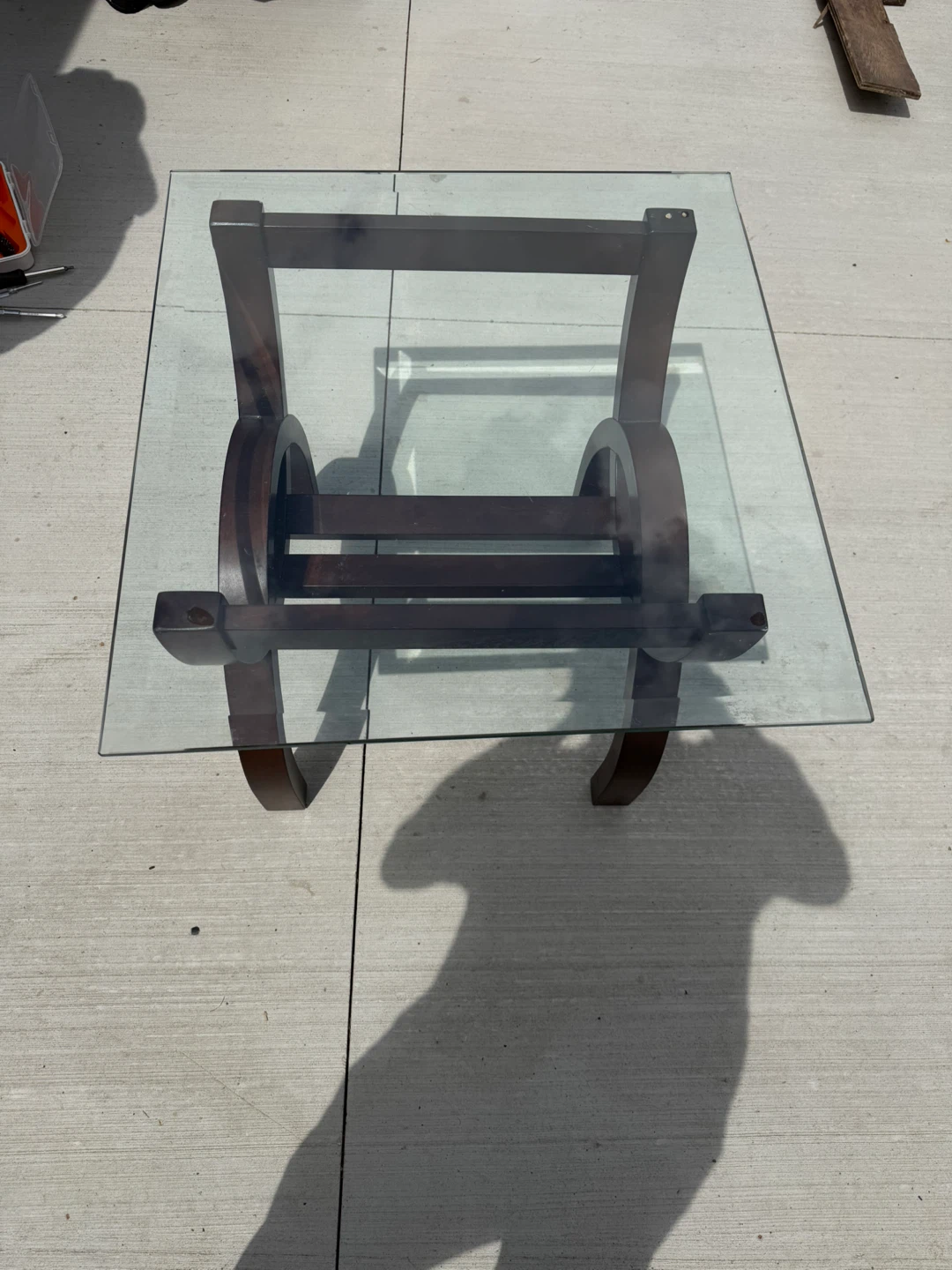 Glass Top Coffee Table with Dark Wood Base - photo 3