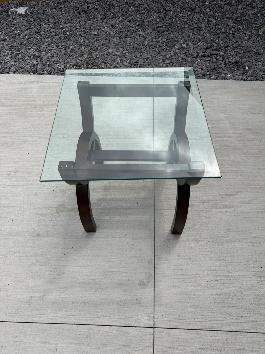 Glass Top Coffee Table with Dark Wood Base - photo 4
