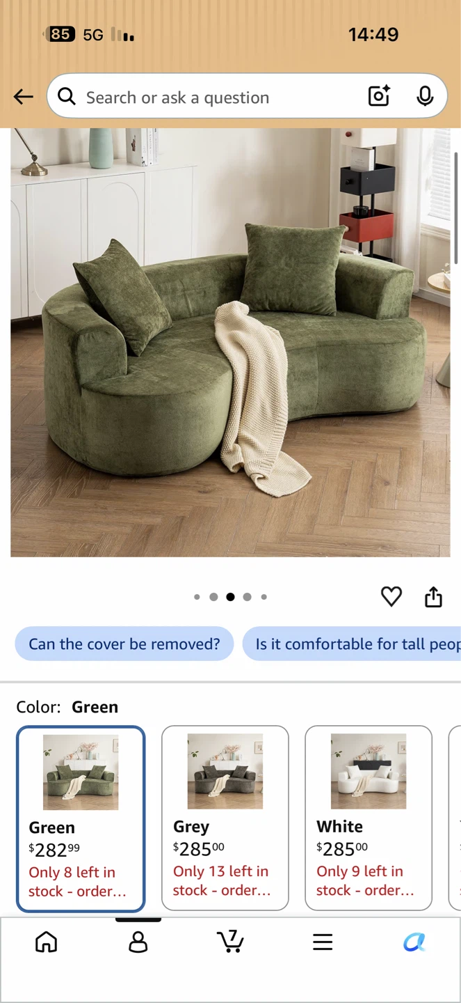 Green Velvet Curved Sectional Sofa - photo 3