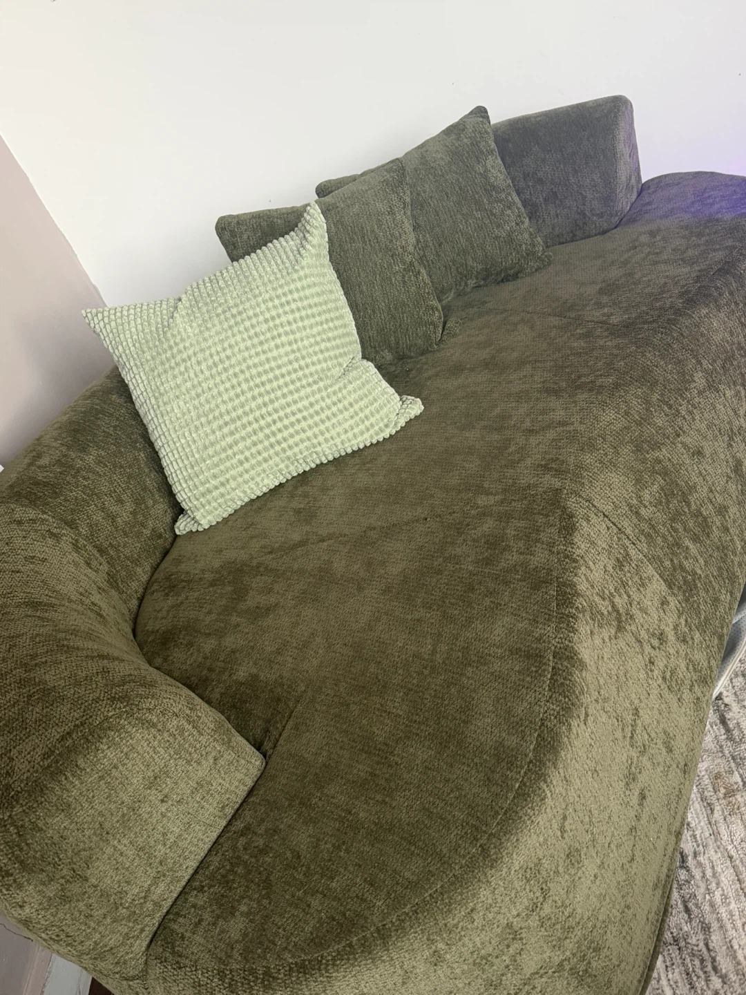 Green Velvet Curved Sectional Sofa - photo 4