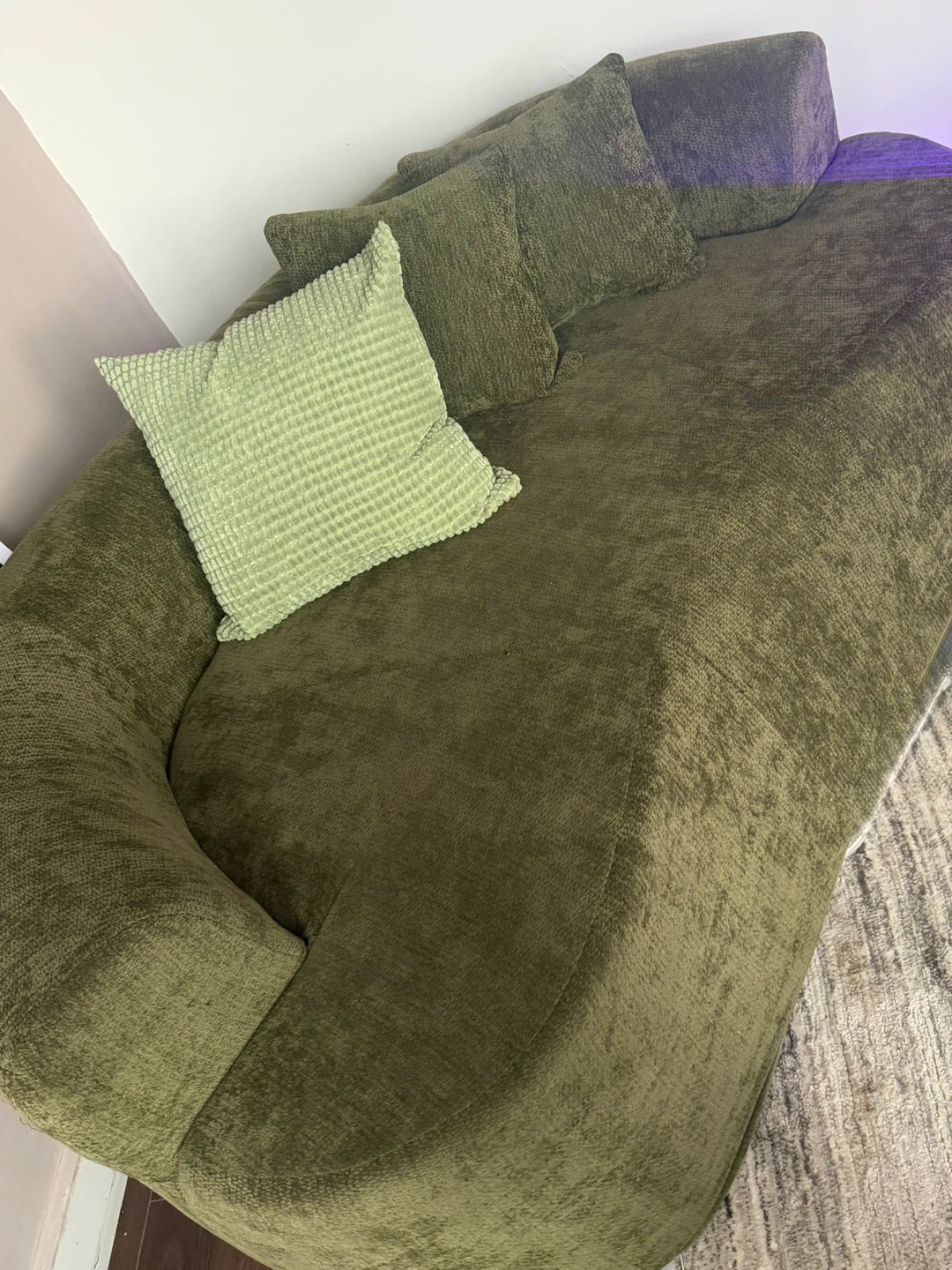 Green Velvet Curved Sectional Sofa - photo 2