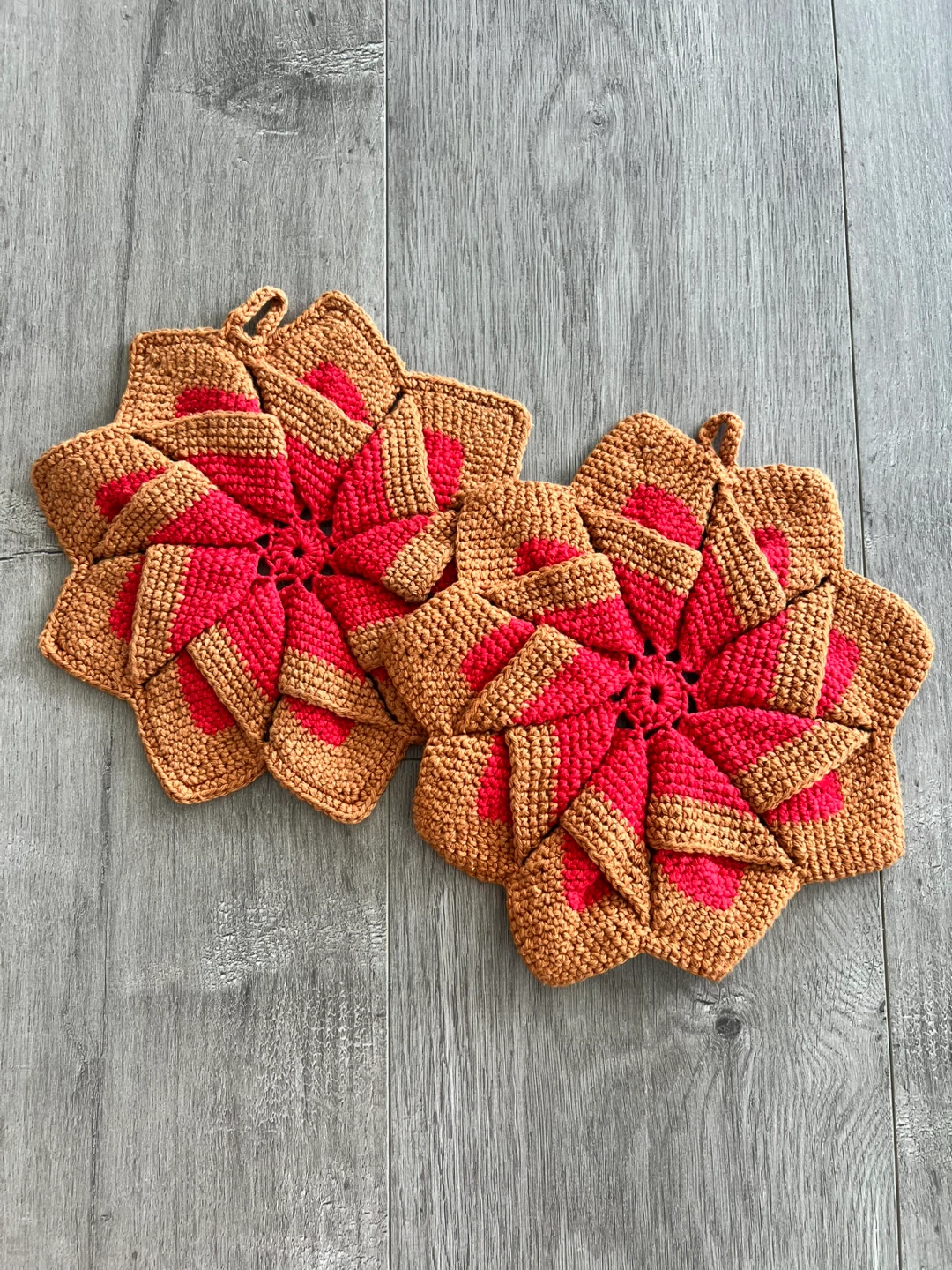 Vintage Handmade Crocheted Potholders - ⚽️ Set of 2