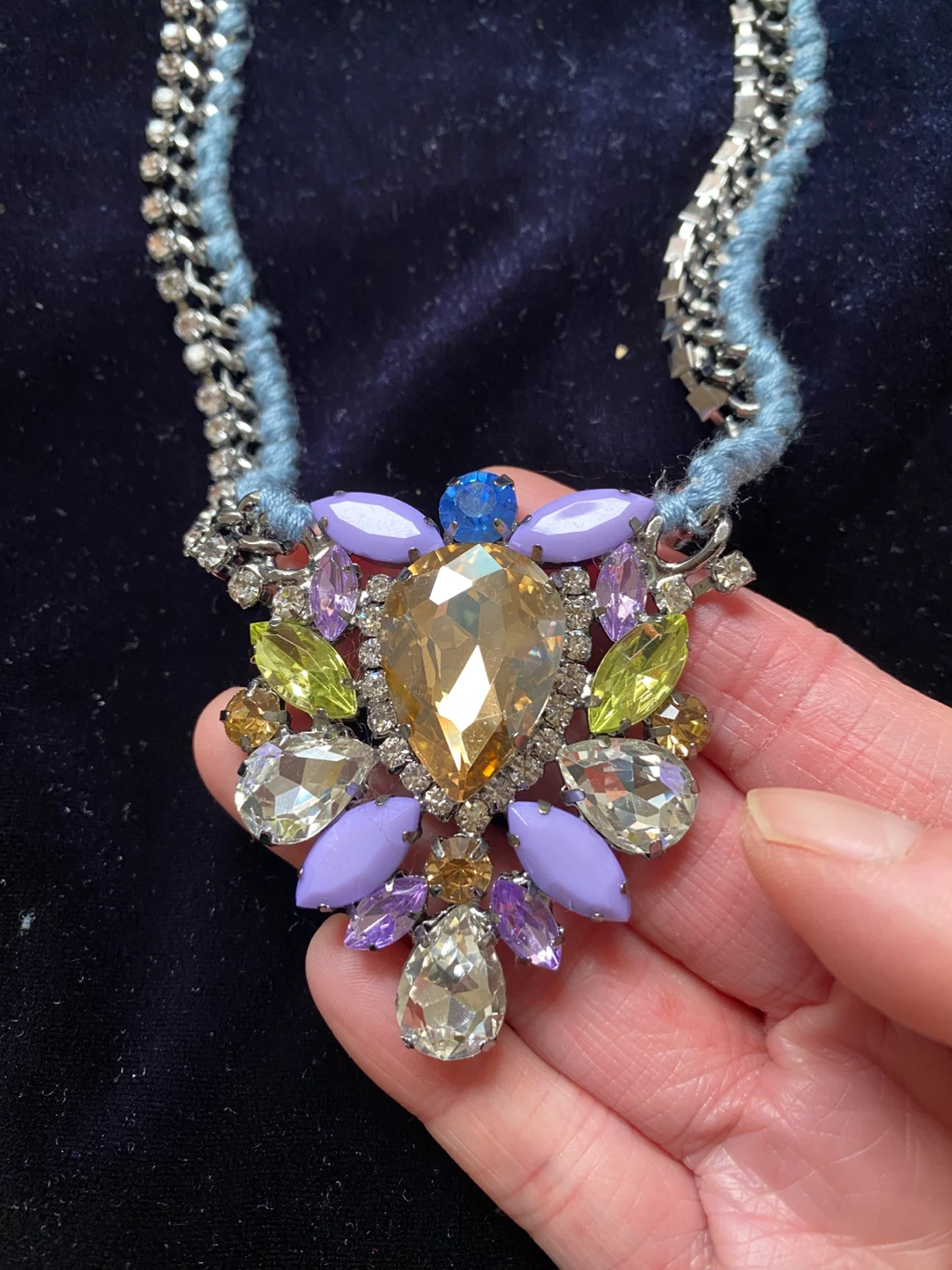 Statement Necklace with Blue and Silver Chain ⚽️ - photo 2
