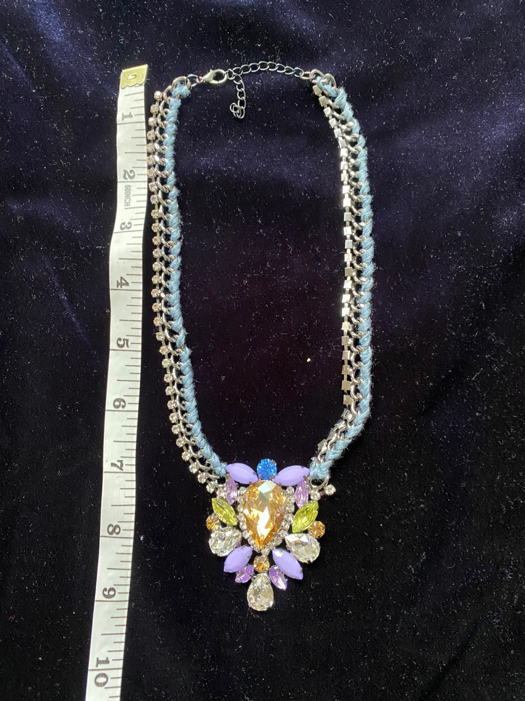Statement Necklace with Blue and Silver Chain ⚽️