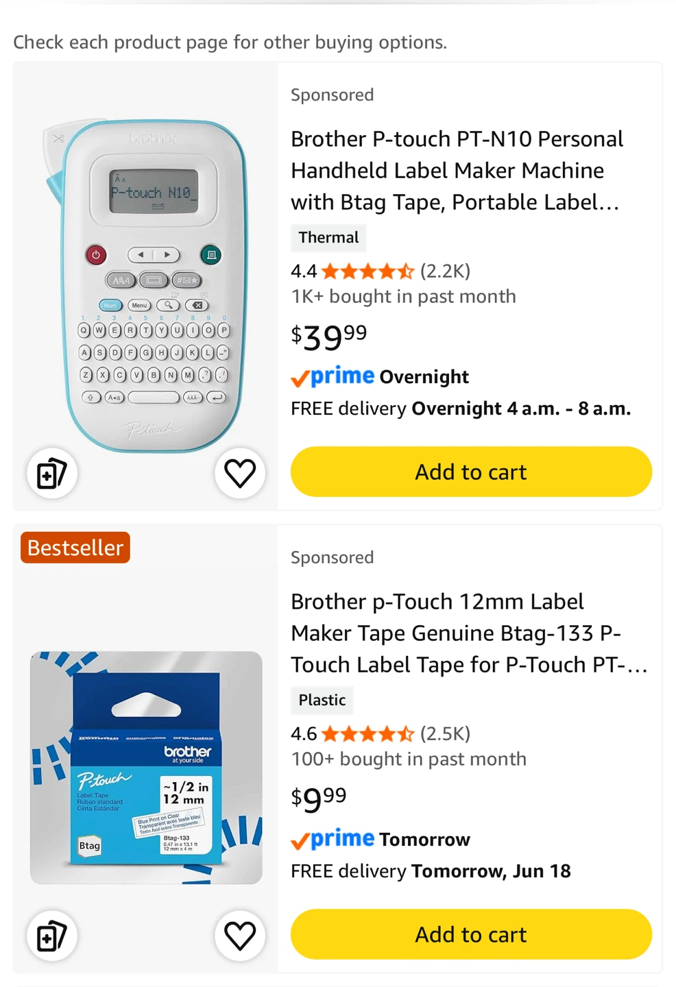 Brother P-touch PT-N10 Personal Handheld Label Maker Kit - photo 2