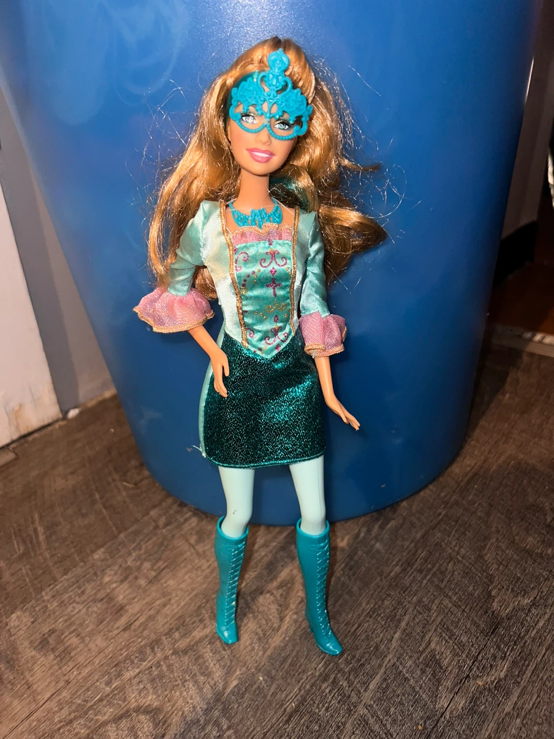 Barbie Doll with Teal Mask and Dress ⚽