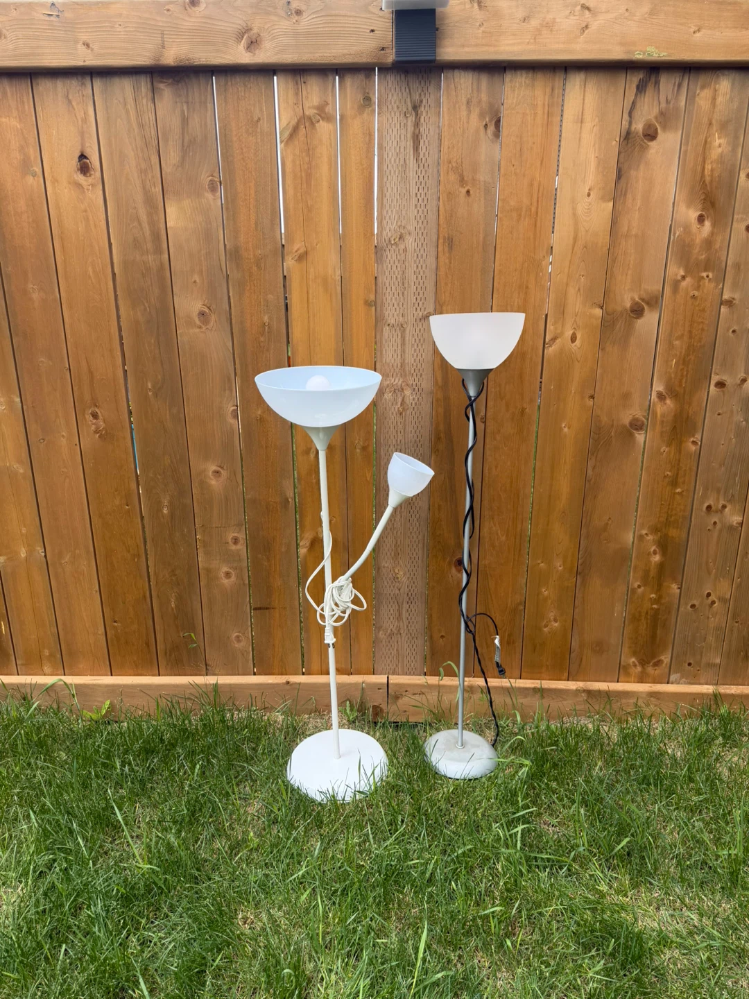 Two Floor Lamps - White & Frosted