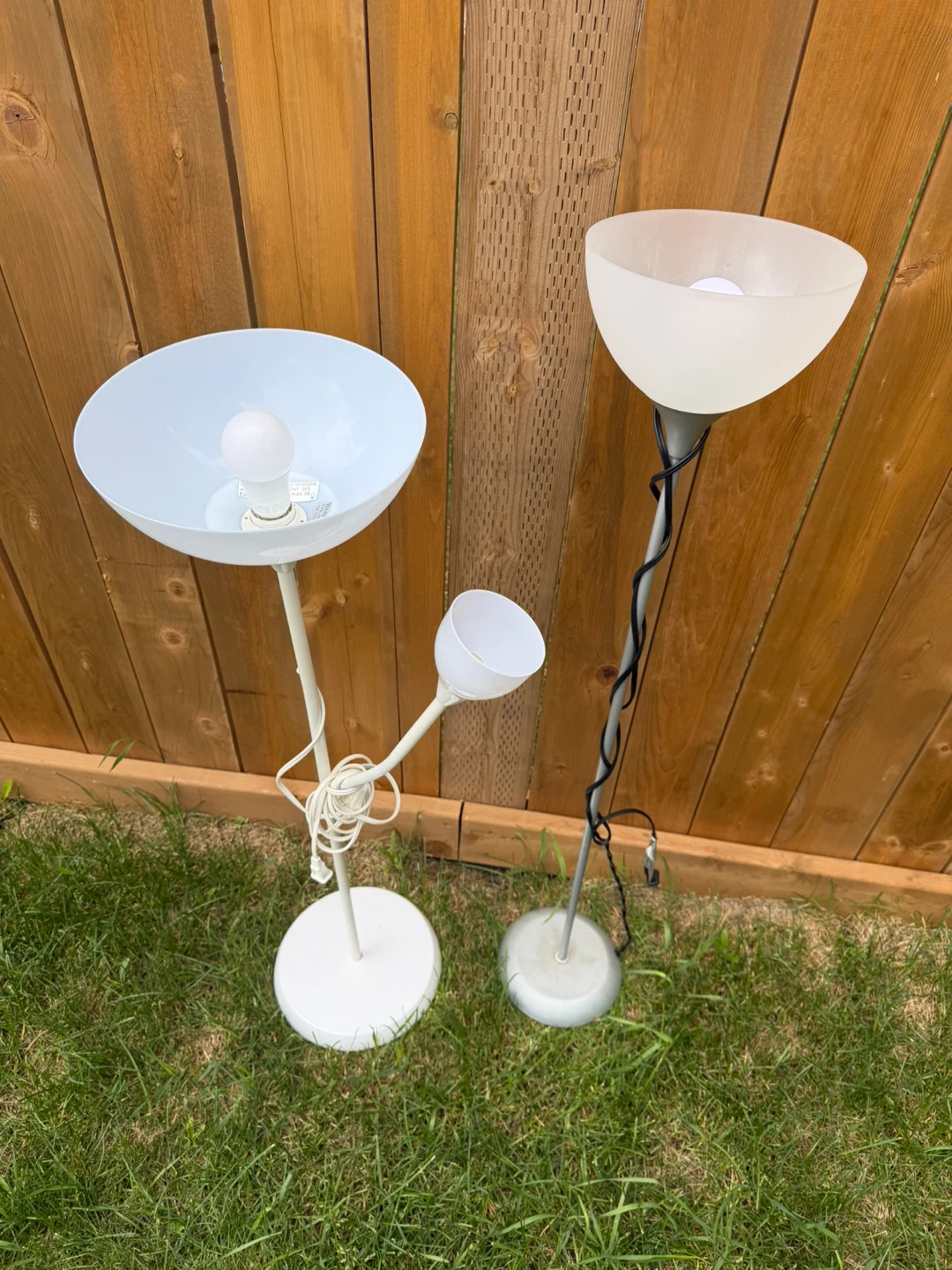 Two Floor Lamps - White & Frosted - photo 4