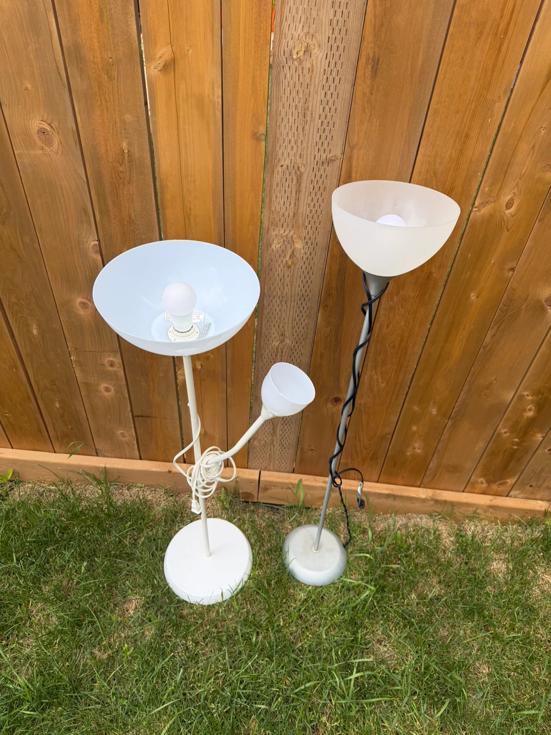 Two Floor Lamps - White & Frosted - photo 2