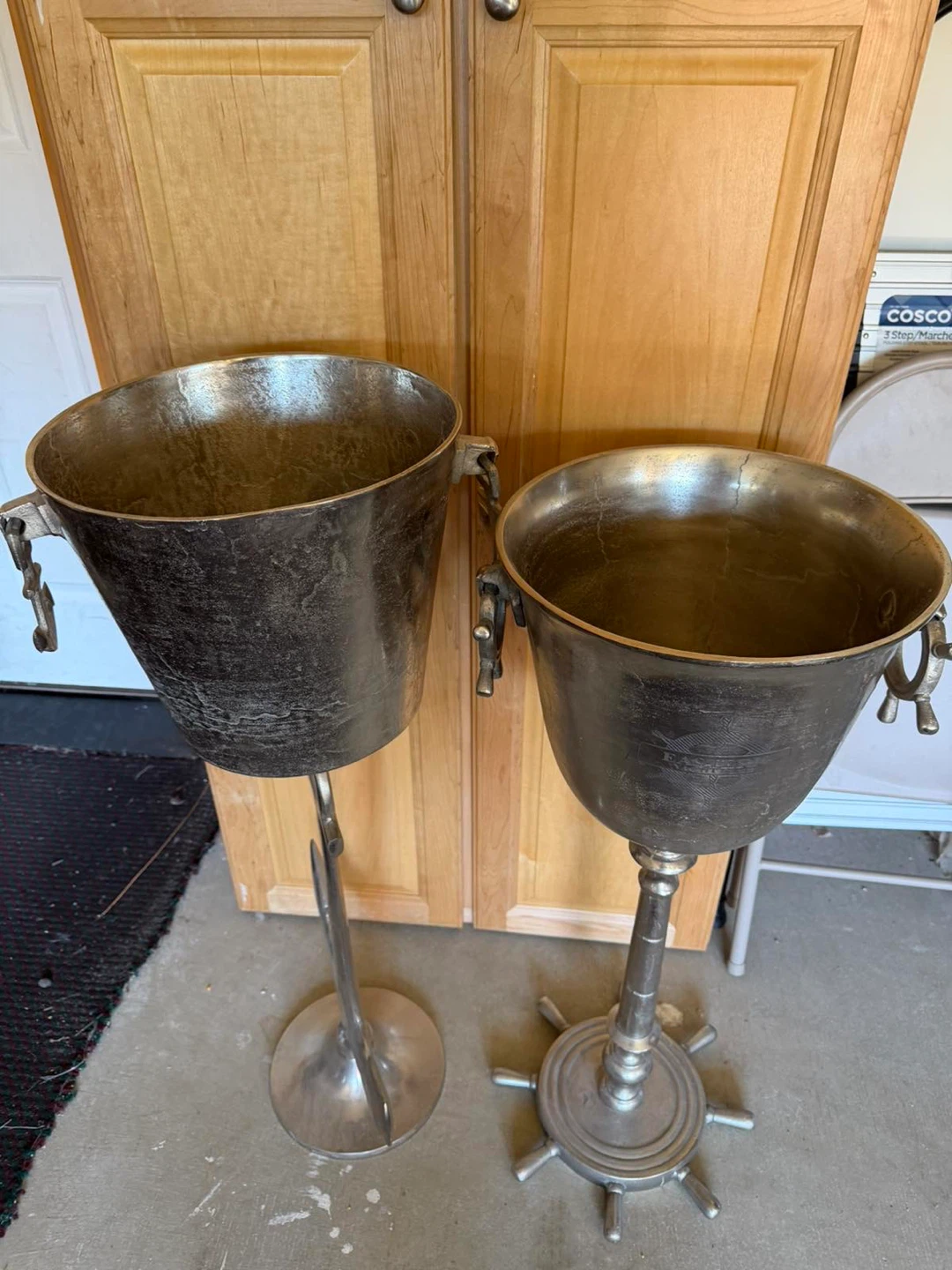 Pair of Vintage Aluminum floor standing wine ice bucket