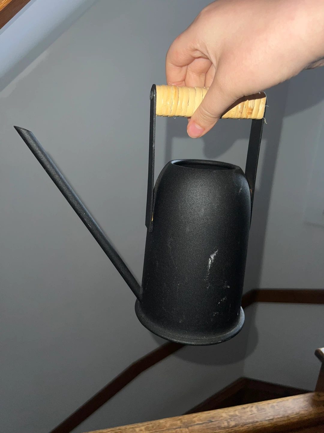 Black Watering Can with Bamboo Handle ⚽