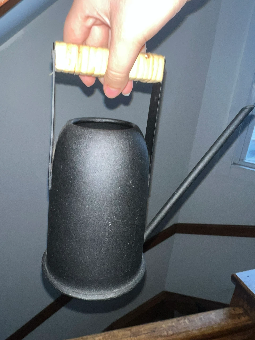 Black Watering Can with Bamboo Handle ⚽ - photo 2