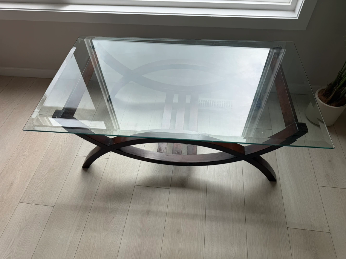 Glass and Dark Wood Coffee Table - photo 3