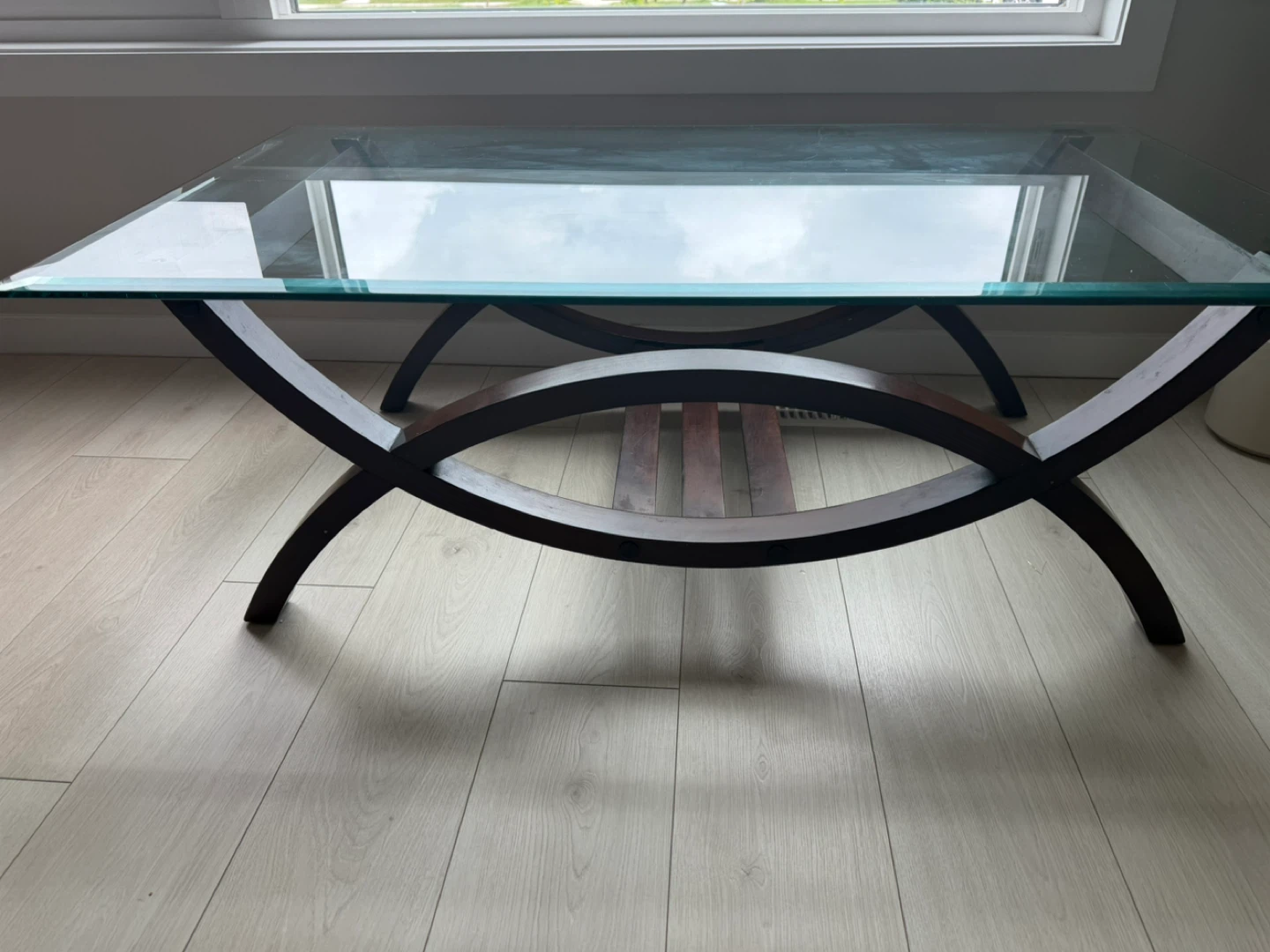 Glass and Dark Wood Coffee Table - photo 2