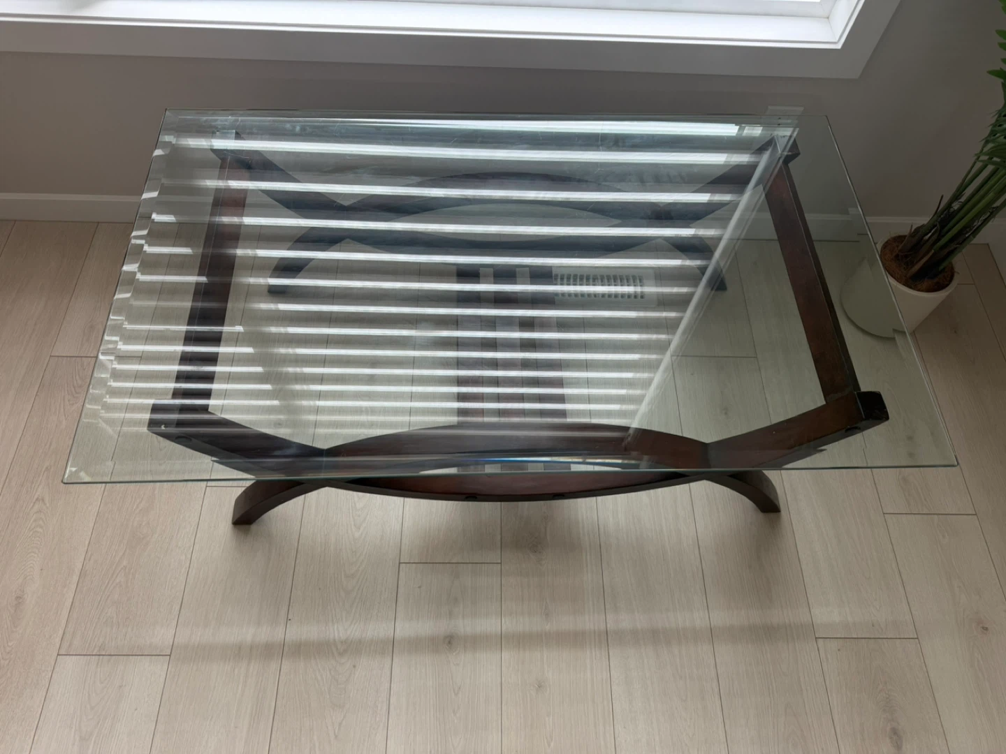 Glass and Dark Wood Coffee Table - photo 5
