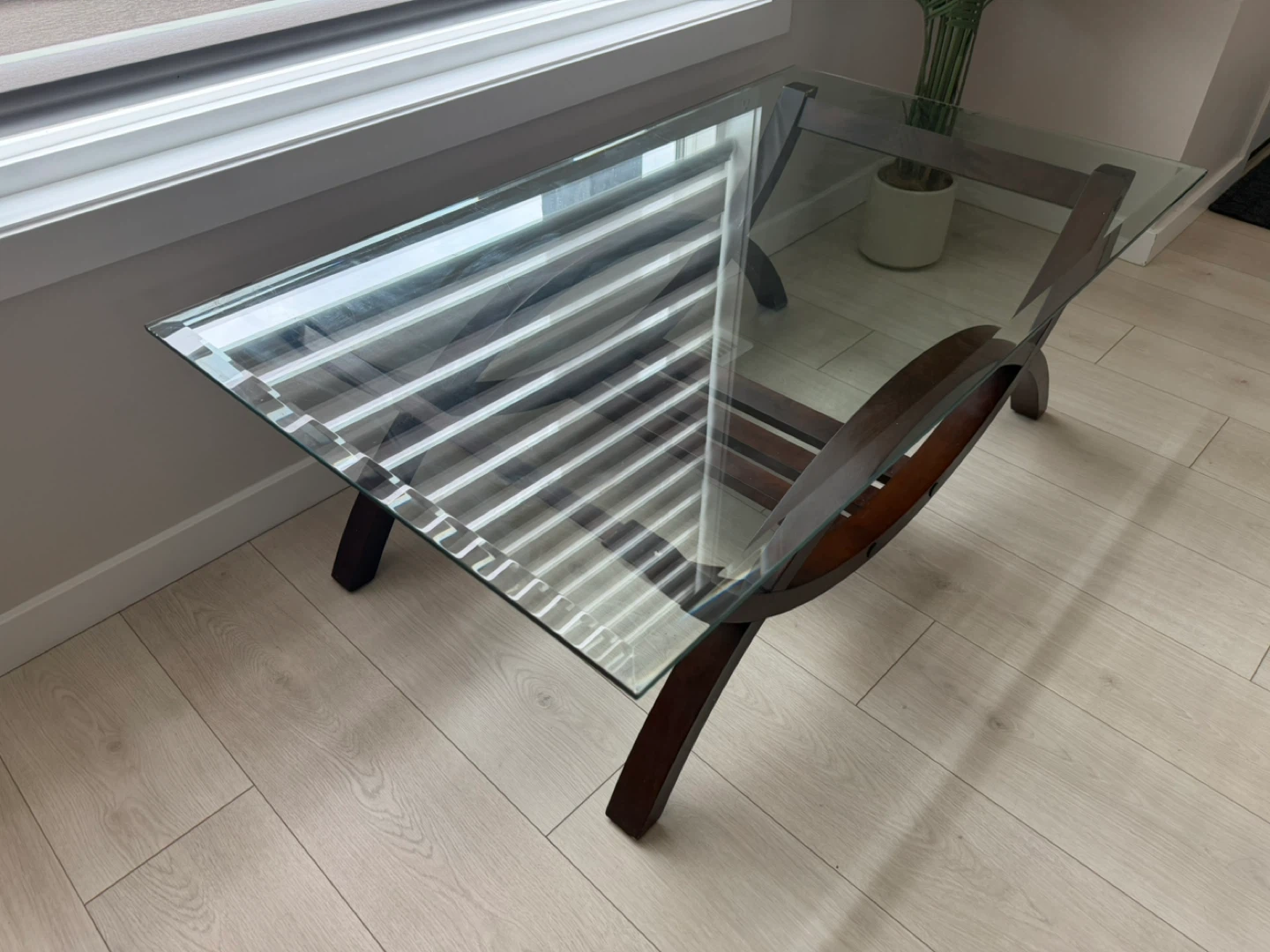 Glass and Dark Wood Coffee Table - photo 4