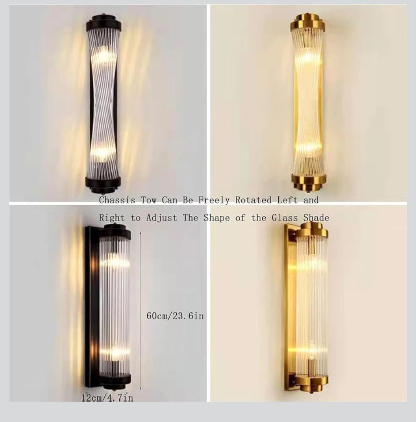 Modern Gold Glass Cylinder Wall Sconce Light Fixture - photo 2