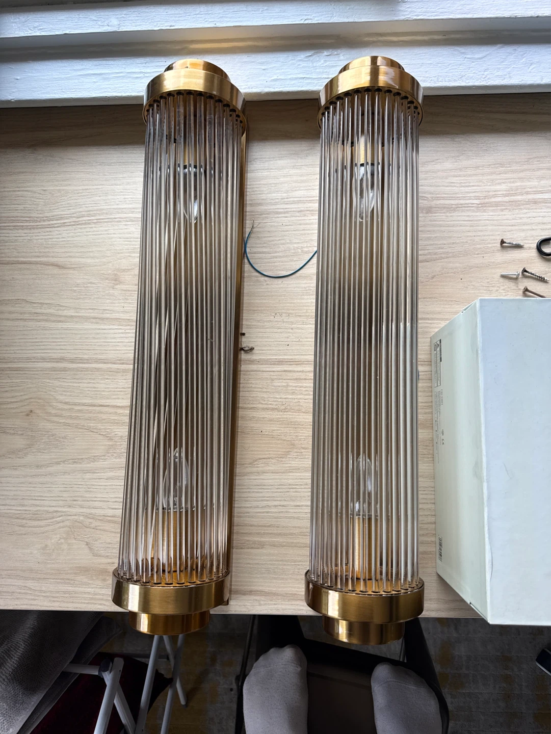 Modern Gold Glass Cylinder Wall Sconce Light Fixture