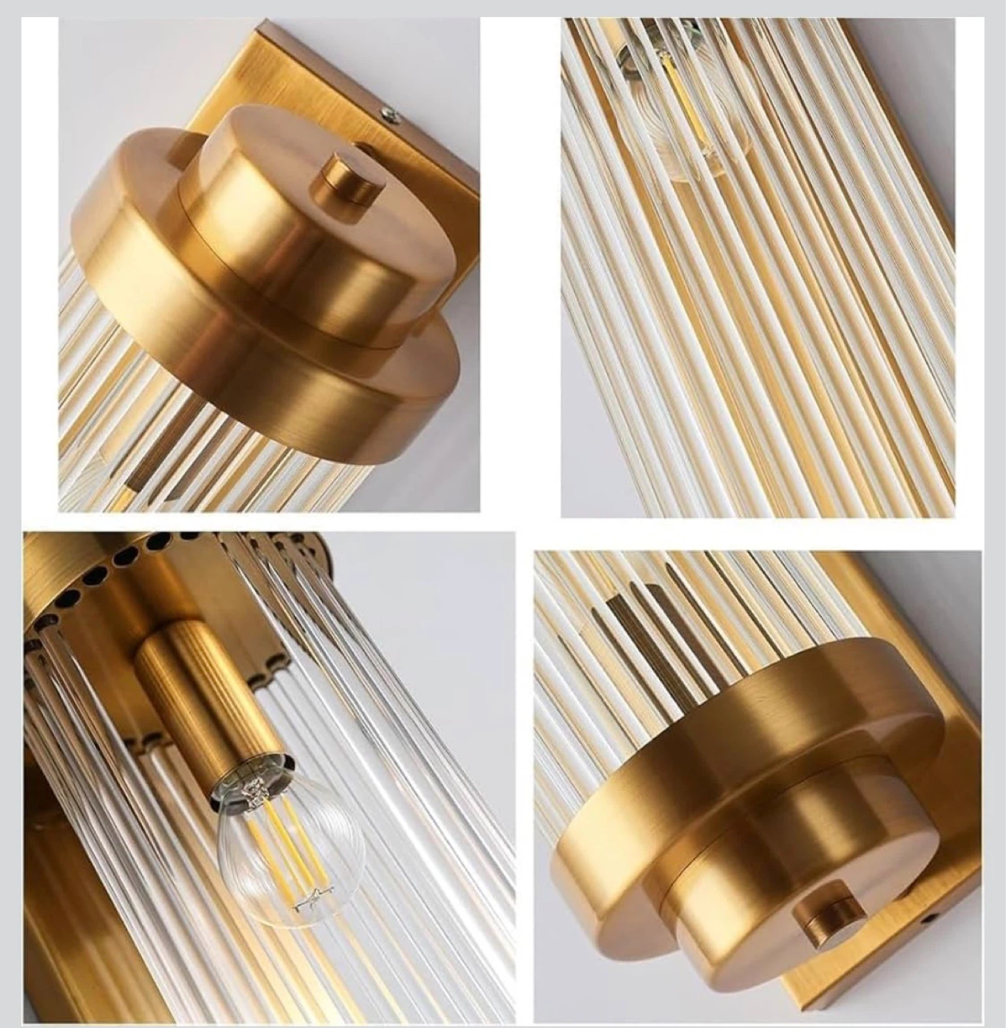 Modern Gold Glass Cylinder Wall Sconce Light Fixture - photo 3