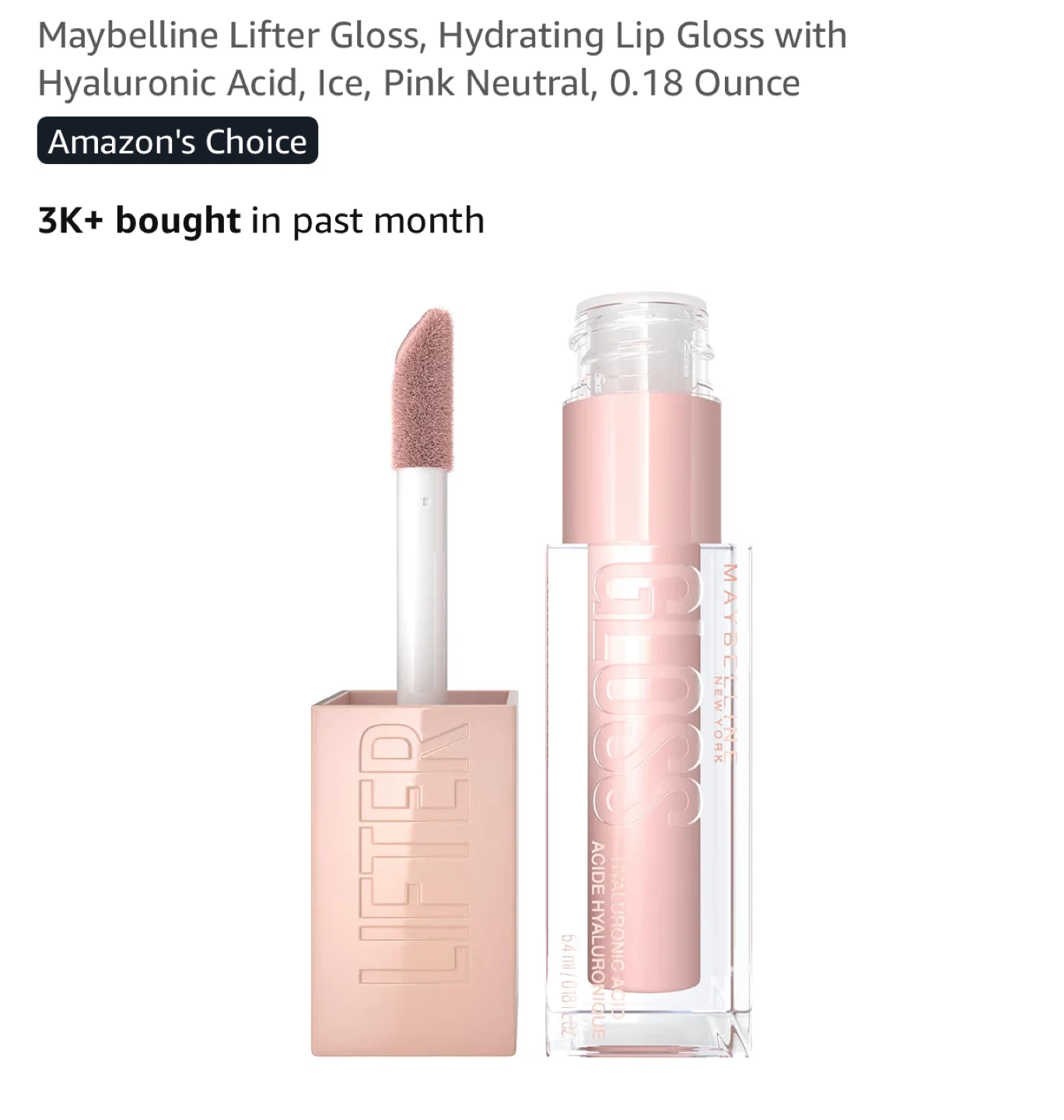 NEW⚽️Maybelline Lifter Gloss Hydrating Lip Gloss Ice 0.18 oz - photo 3