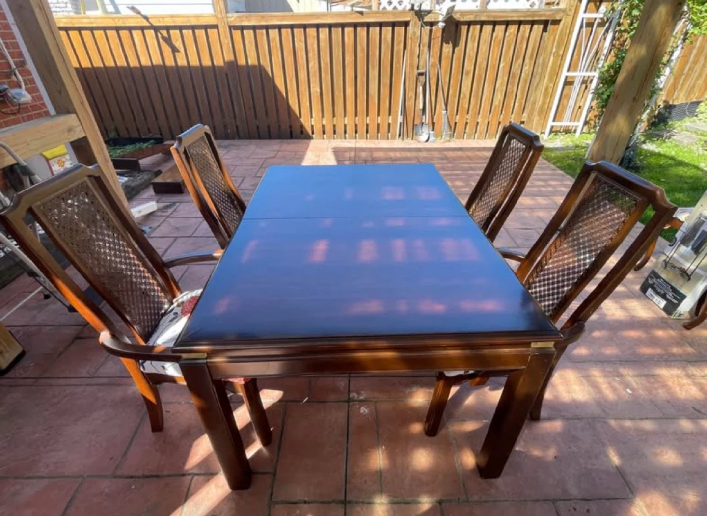 Dark Wood Dining Table and Chairs Set - photo 2