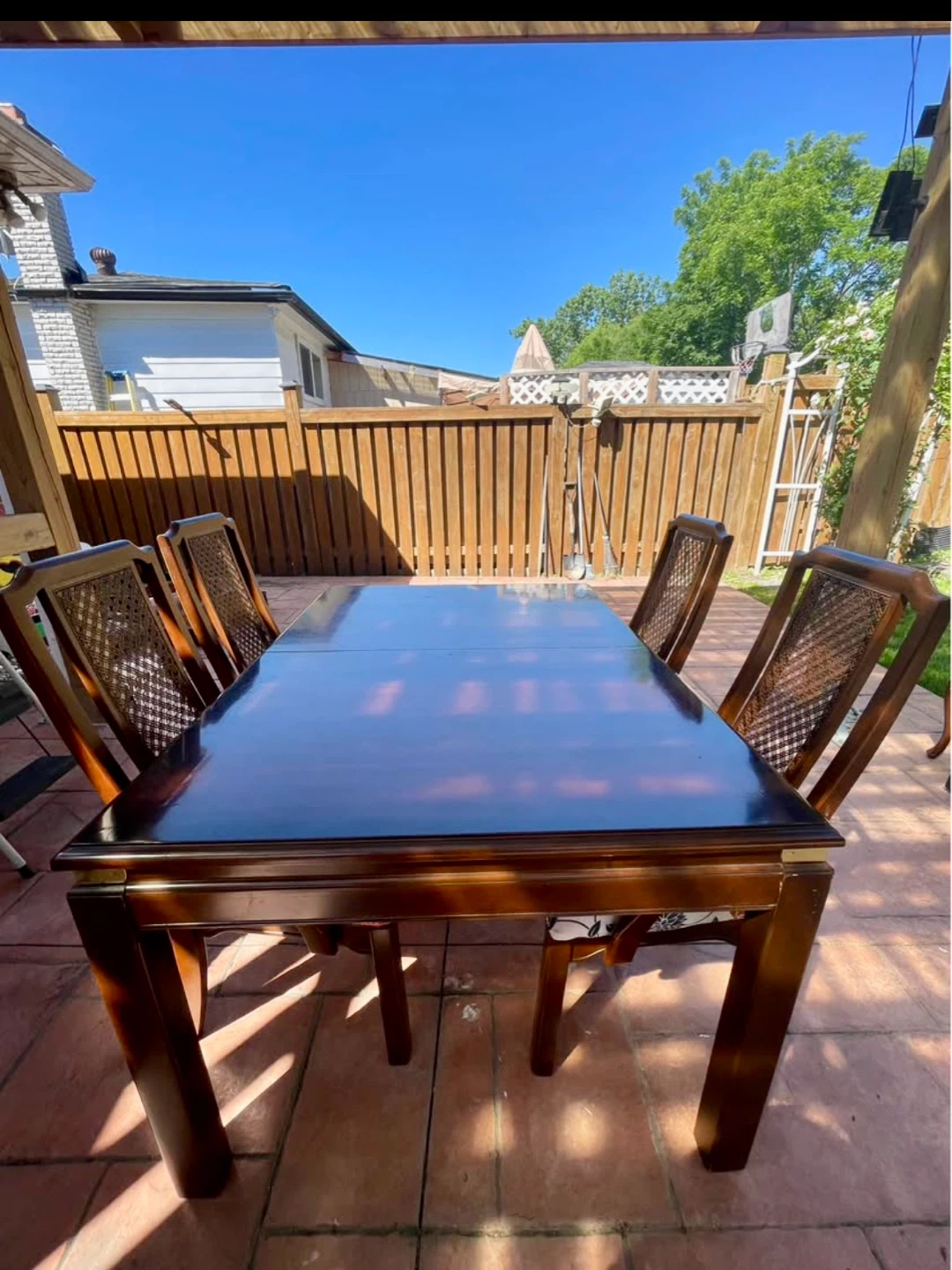 Dark Wood Dining Table and Chairs Set
