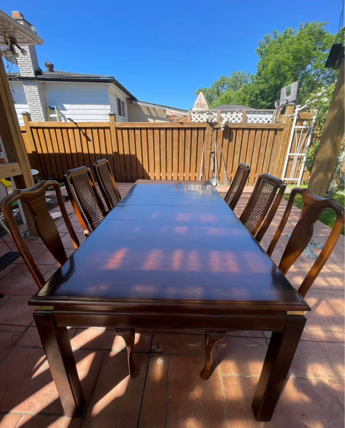 Dark Wood Dining Table and Chairs Set - photo 3