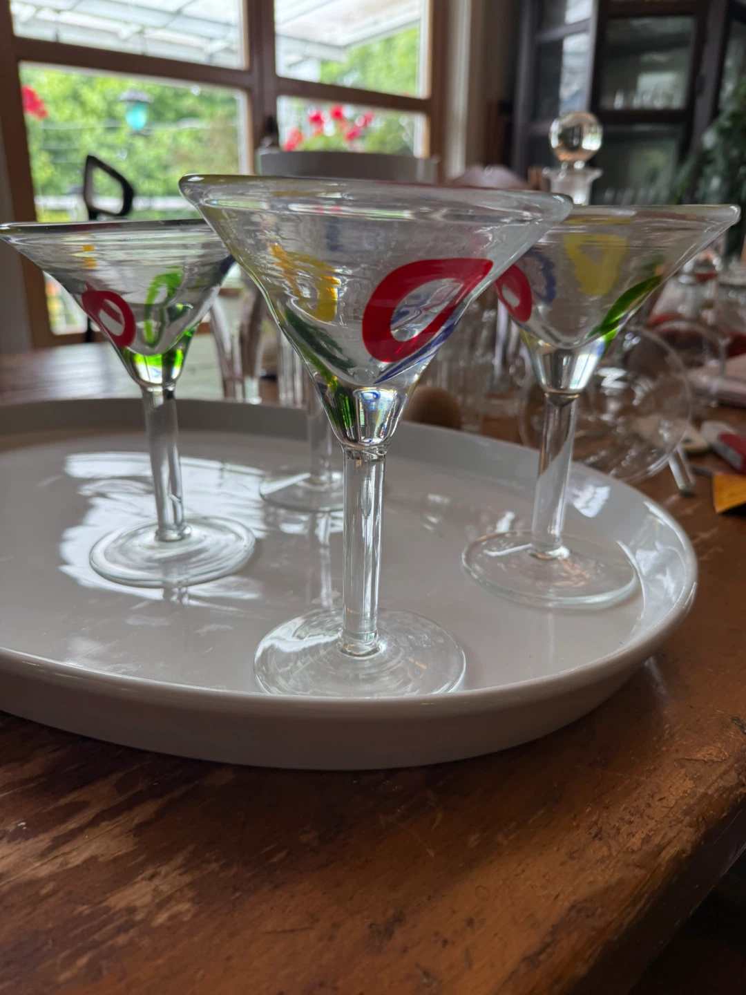 Set of 4 Martini Glasses with Colourful Circles
