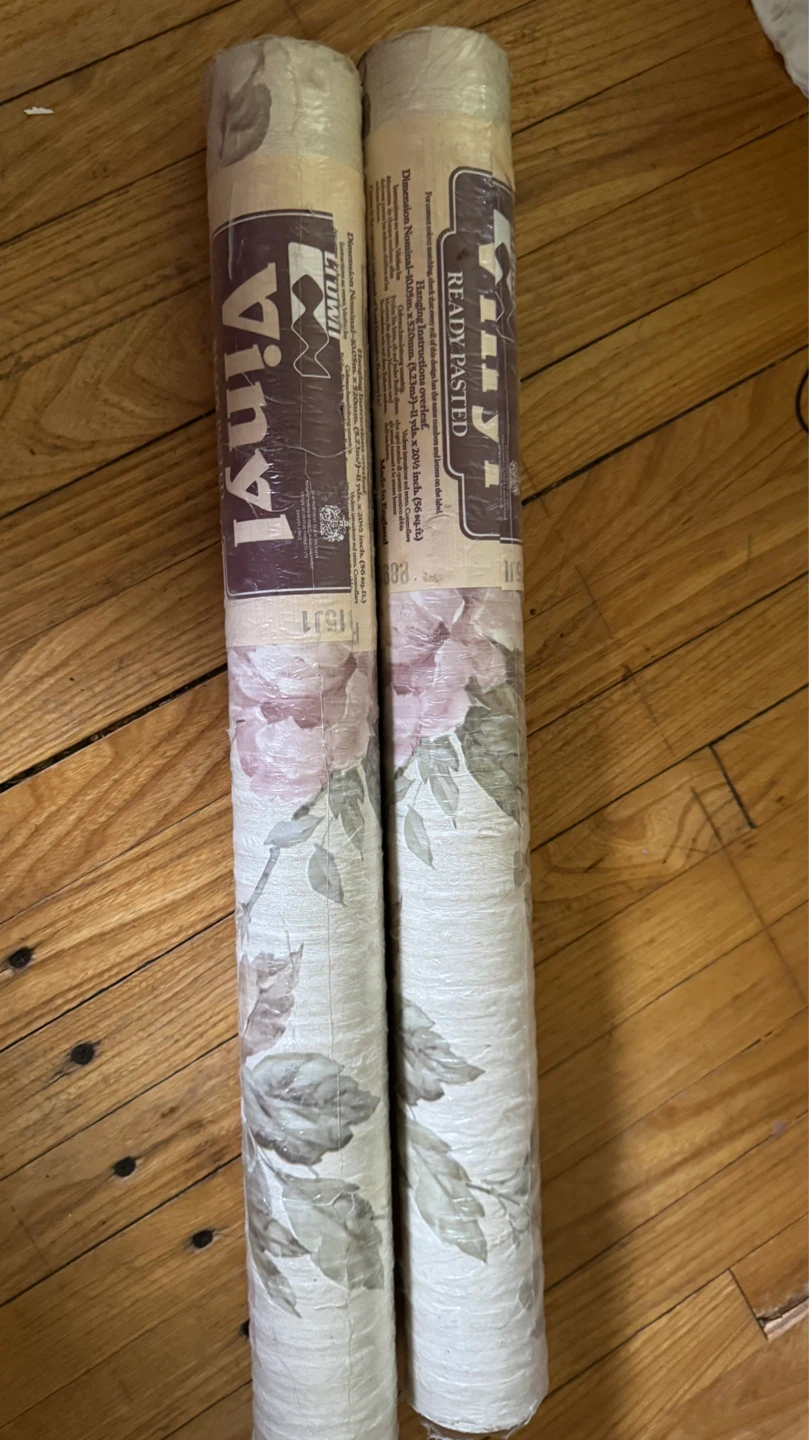 2 Rolls of Ready Pasted Vinyl Wallpaper - Floral Pattern