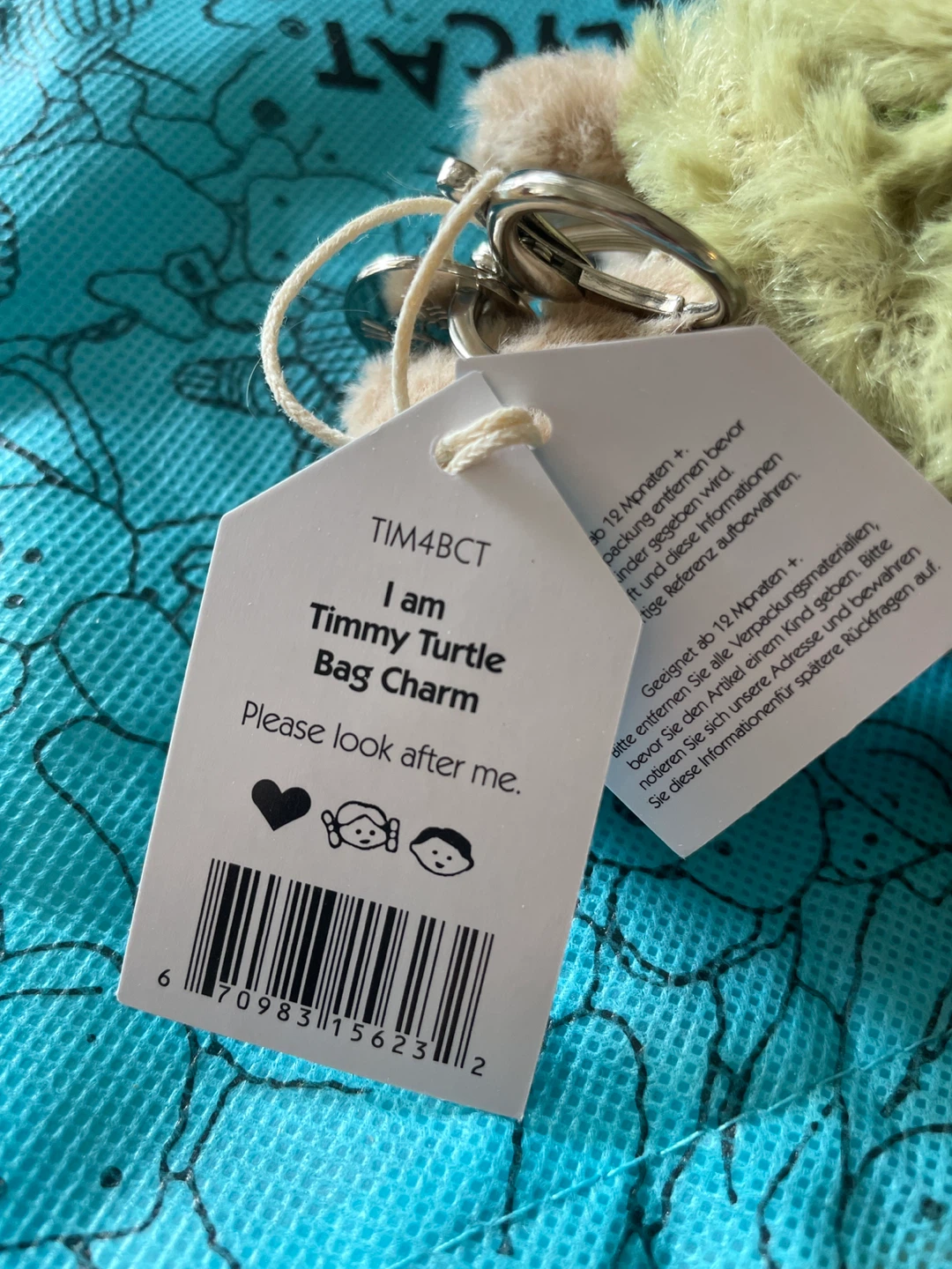 ⚽️ NWT Jellycat Timmy Turtle Bag Charm Keychain - photo 5