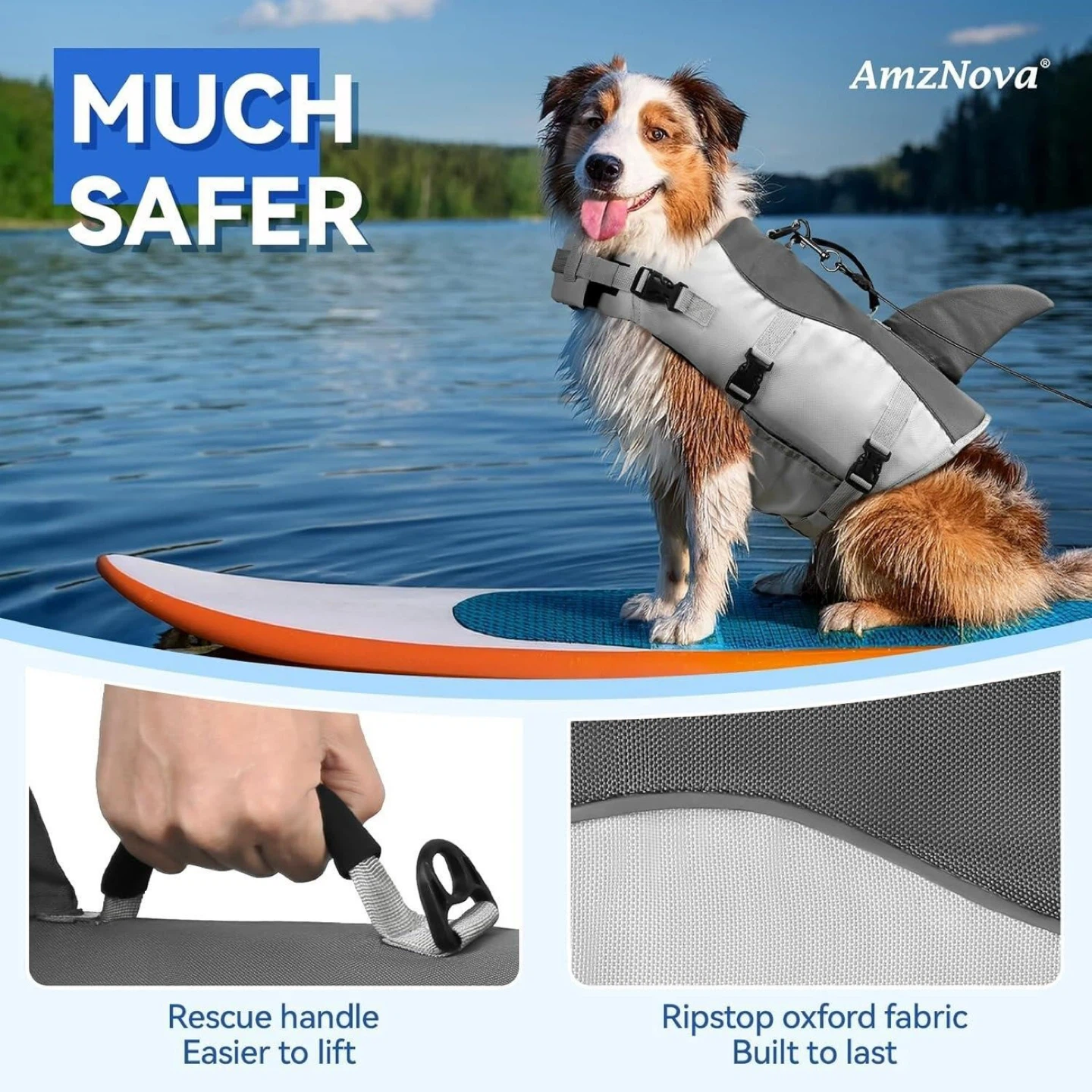 AmzNova Dog Life Jacket - Grey - Size M - photo 3