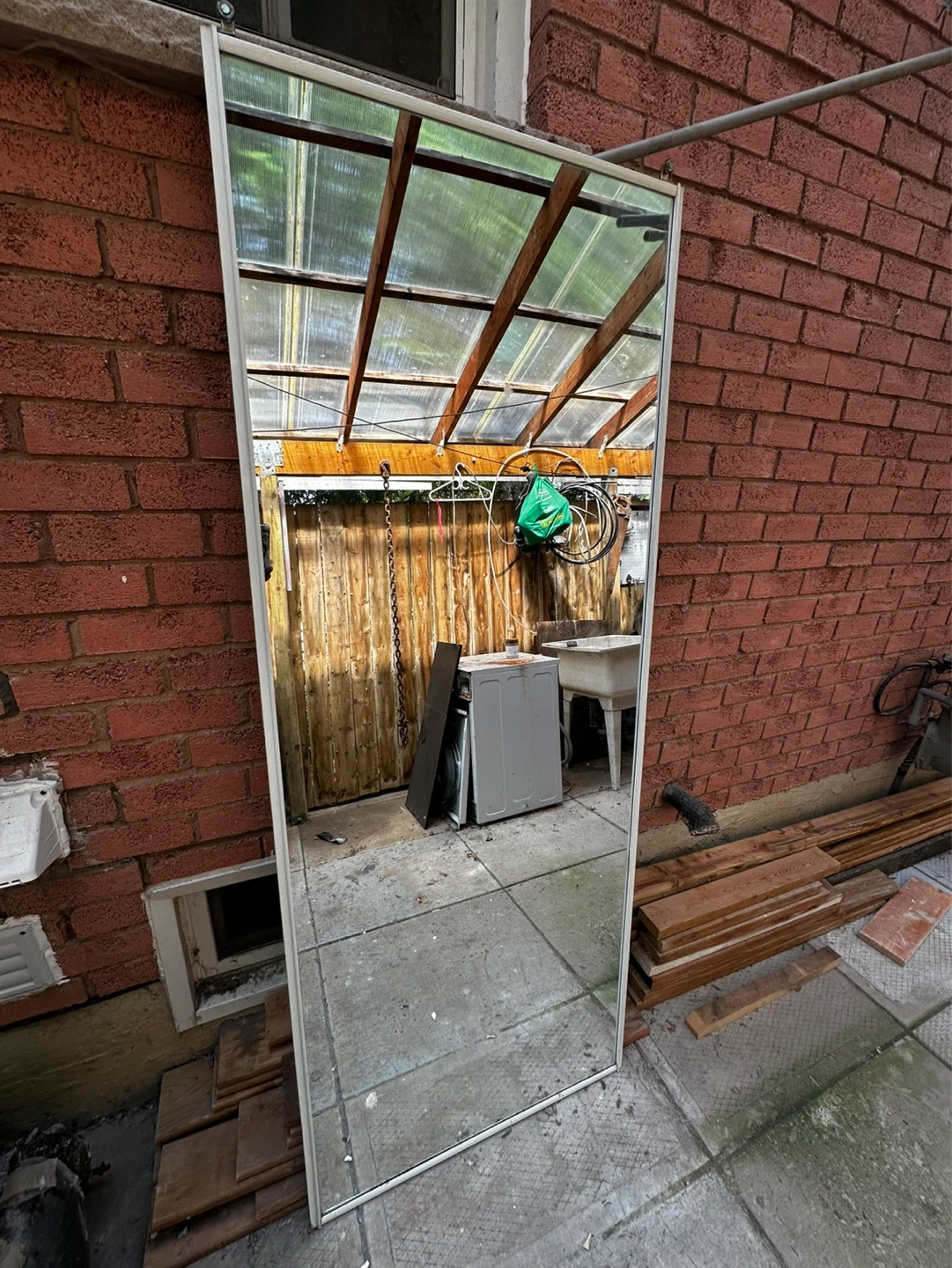 Full Length sliding Mirror with White Frame