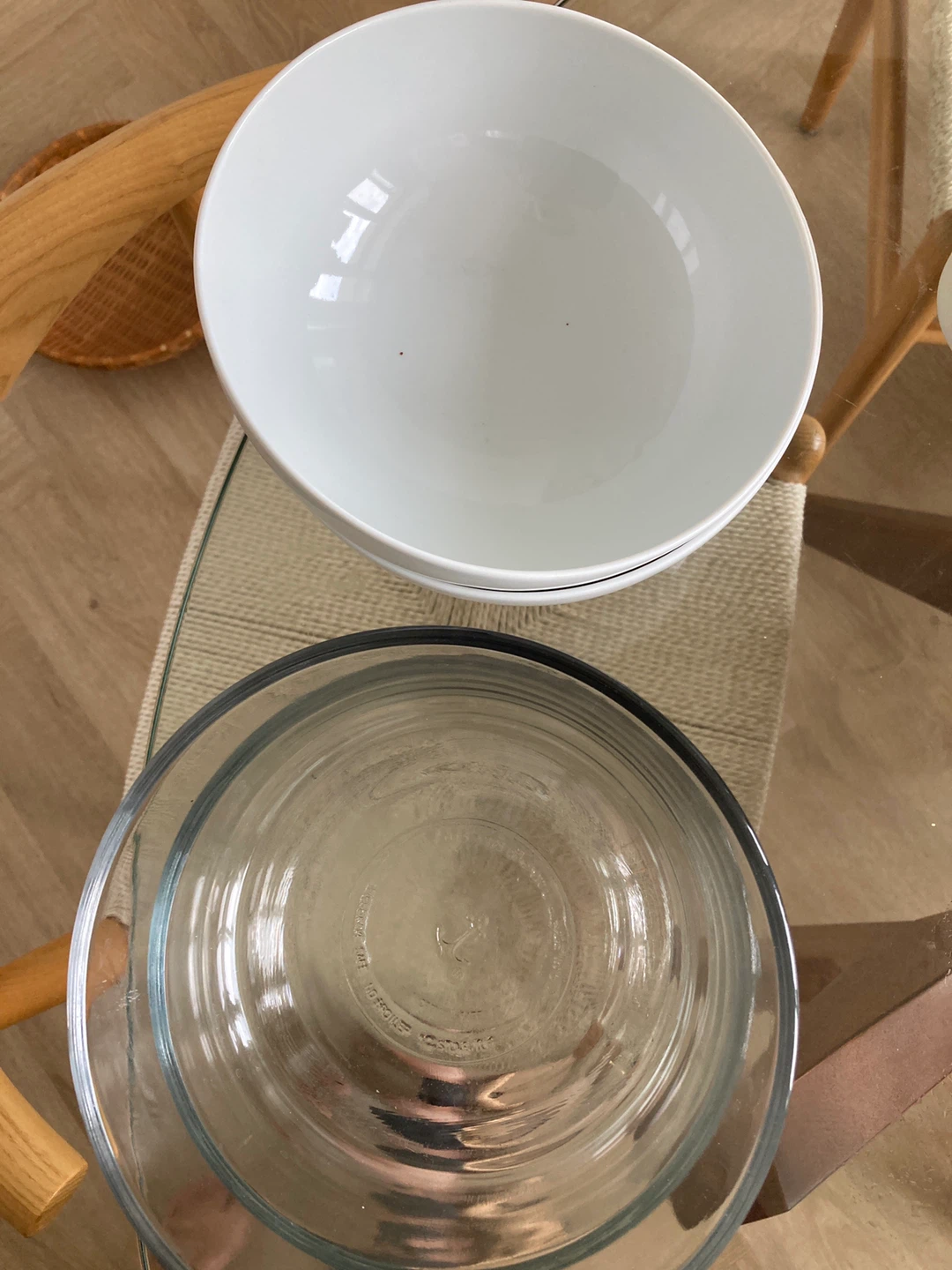 2 glass/ two ceramic bowls for free