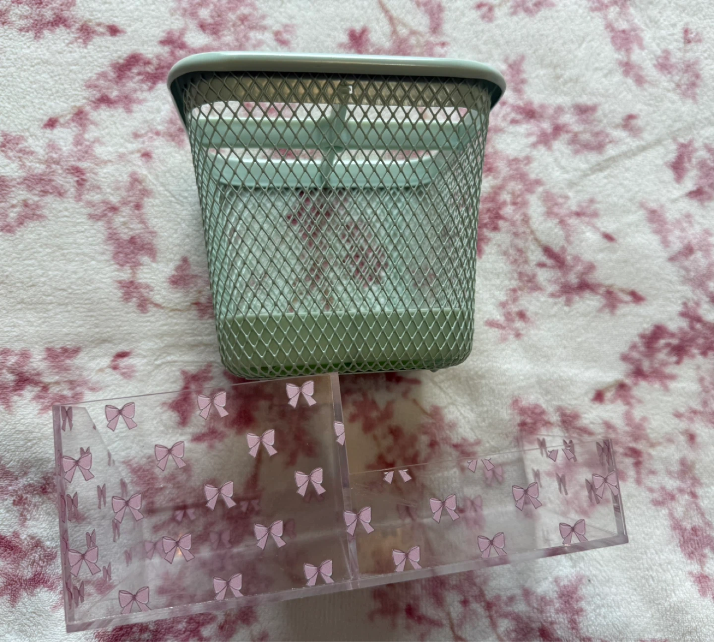 Clear Acrylic Organizer with Pink Bows