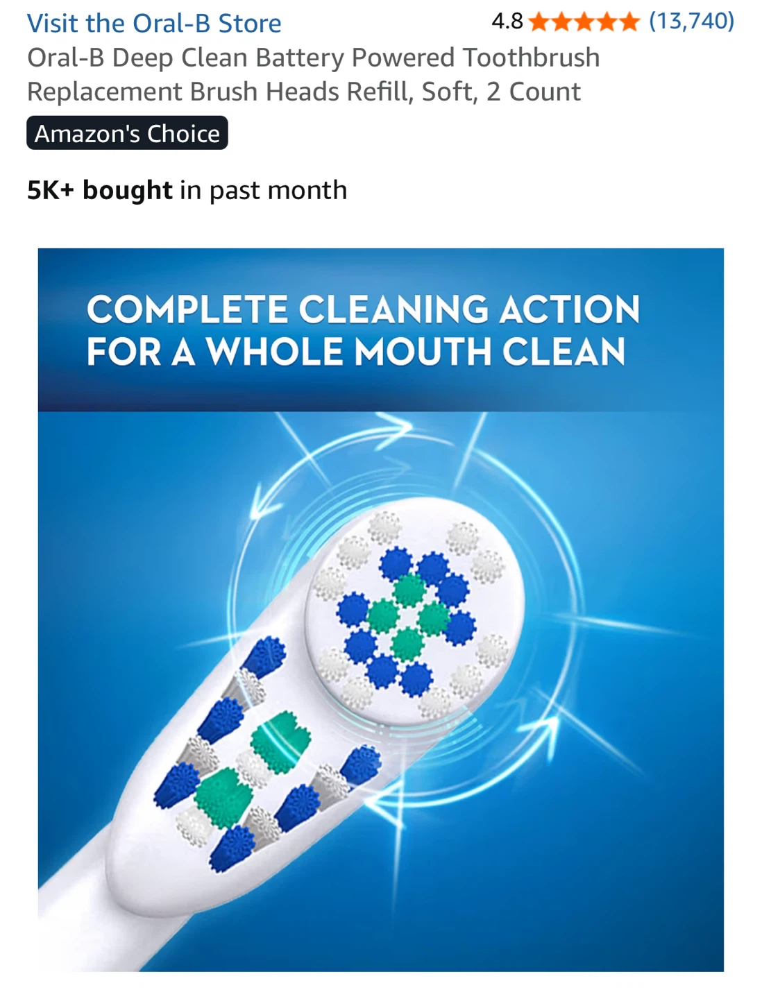 NEW⚽️Oral-B Deep Clean Replacement Toothbrush Heads - Soft - photo 5