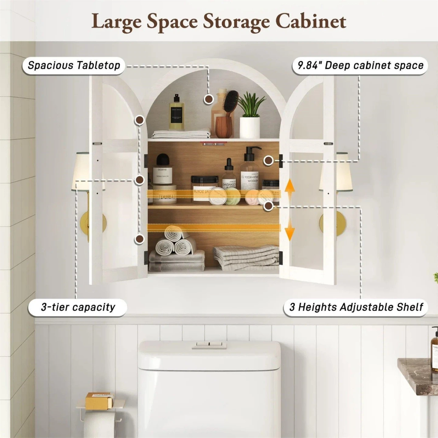 Arched Wall Cabinet with Glass Doors - photo 3