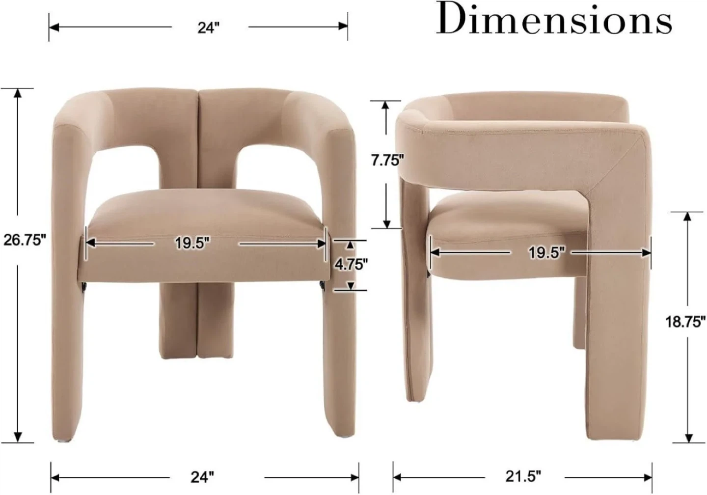 Khaki Dining Chairs Set of 2 - photo 2