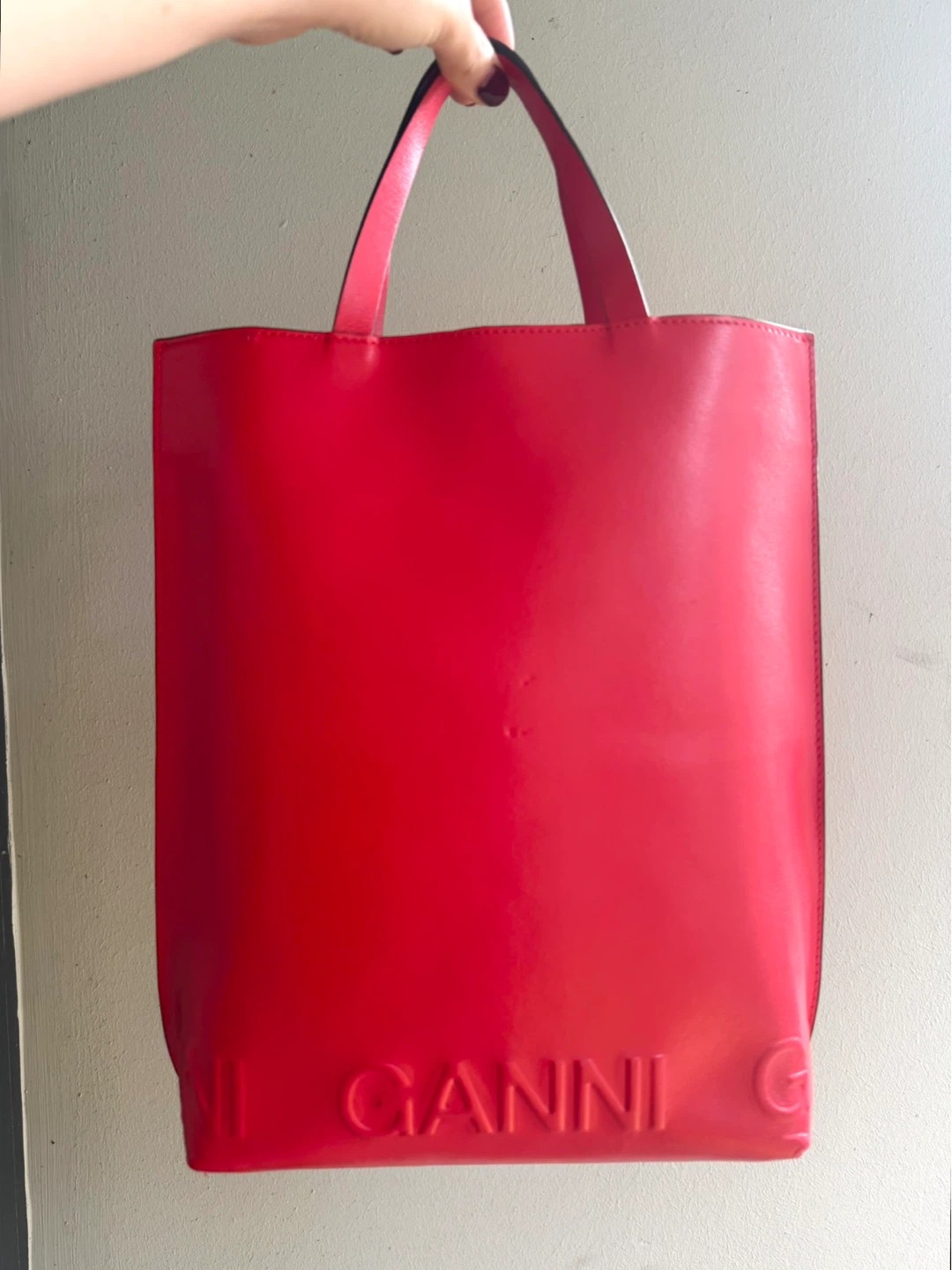 Ganni  Recycled leather bag with strap