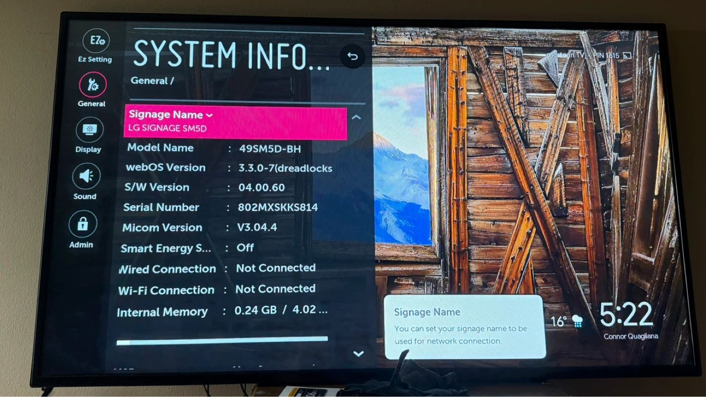 LG 49SM5D-BH Signage Monitor