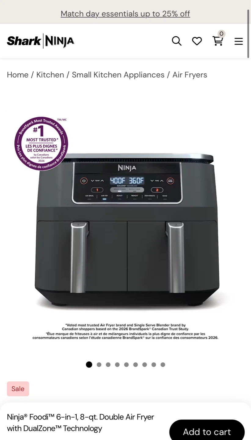 Ninja Food Double Air Fryer with DualZone™ Technology