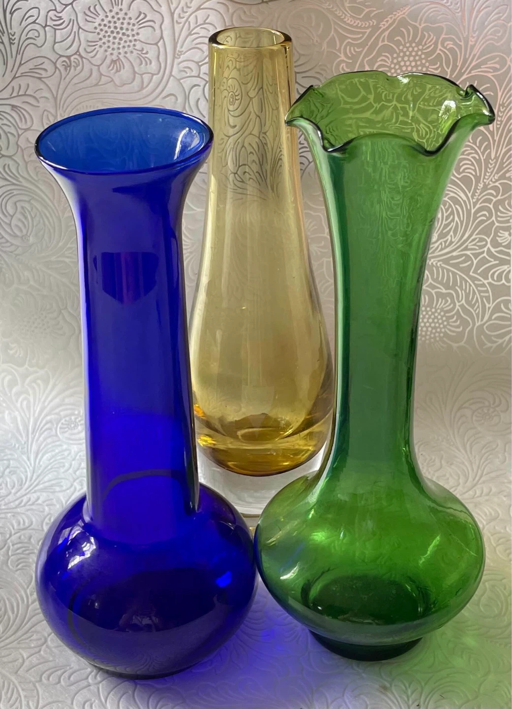 Vintage Colored Glass Vase Collection Art Glass Lot ⚽️