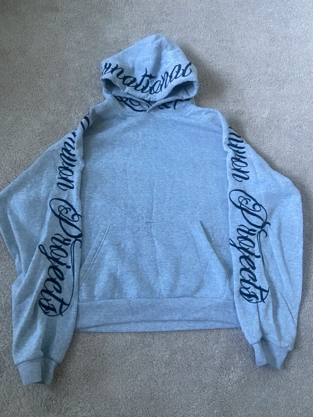 Grey Cursive designed Hoodie