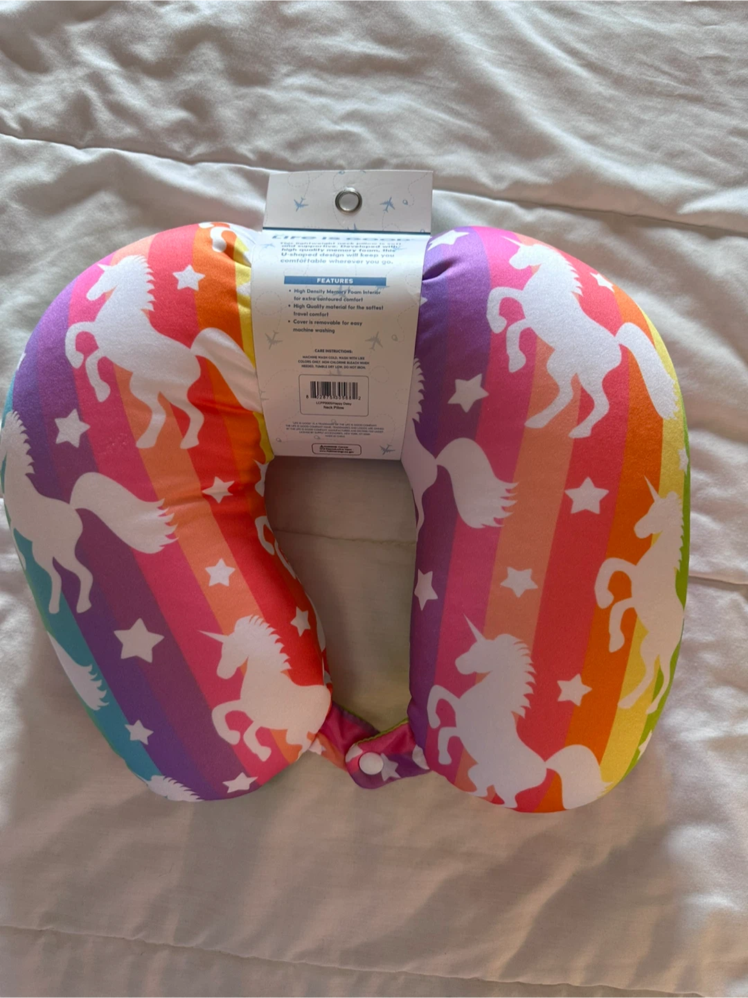 New Life is Good Unicorn Rainbow Neck Travel Pillow ⚽️ - photo 2