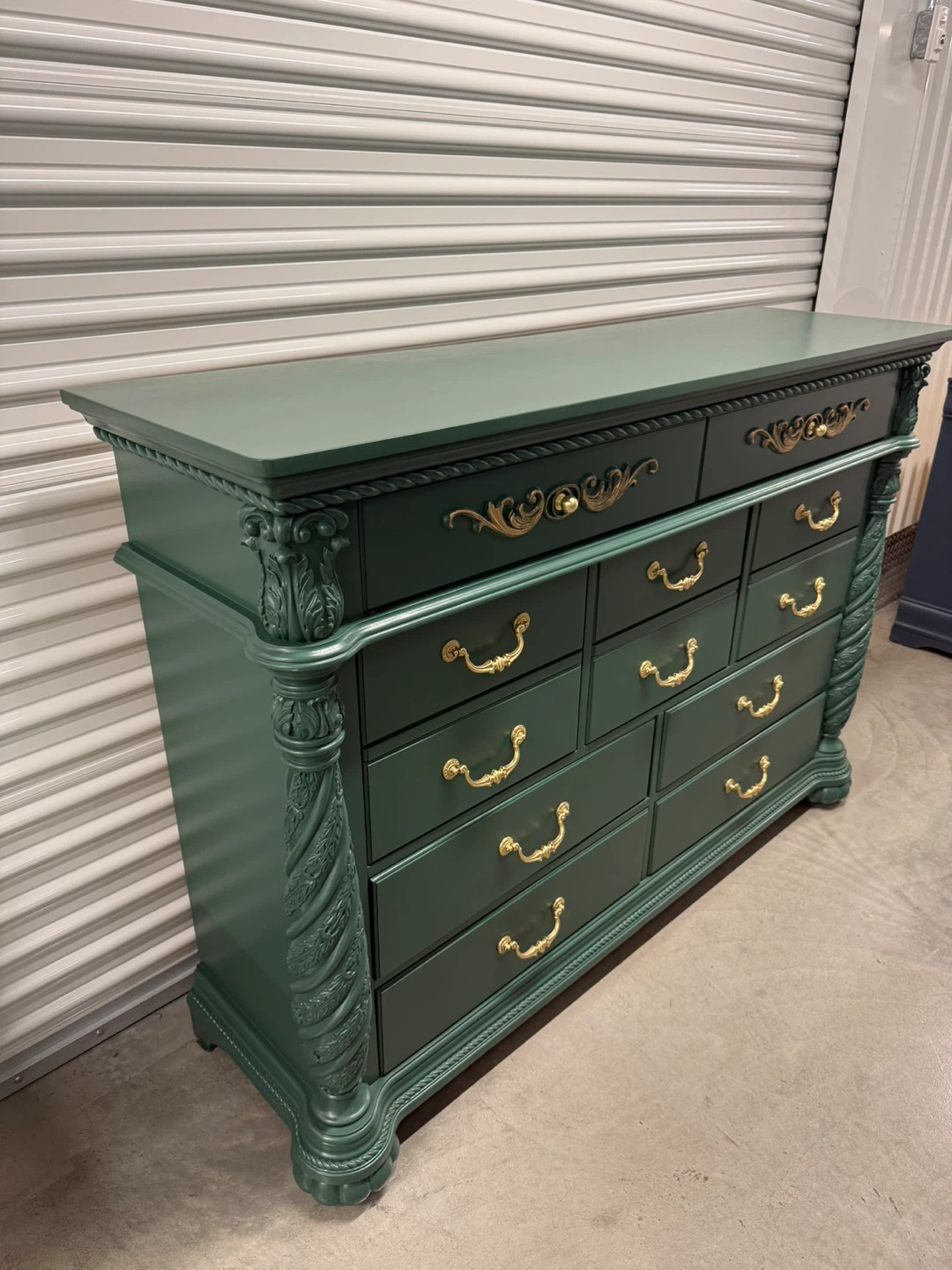 🚨Free Delivery NJ/NY Green Solid Wood Dresser - 9 Drawers - photo 5
