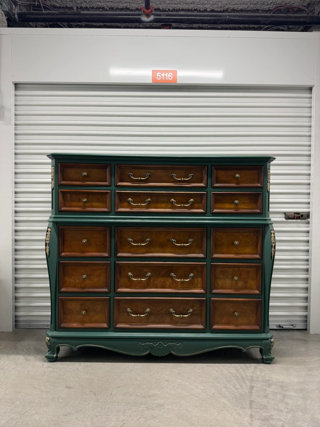 🚨Free Delivery NJ/NY Green Solid Wood Dresser - 15 Drawers