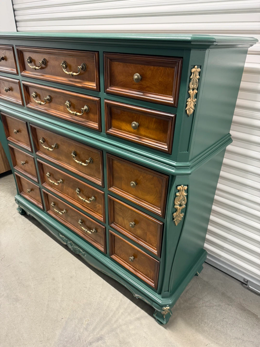 🚨Free Delivery NJ/NY Green Solid Wood Dresser - 15 Drawers - photo 4