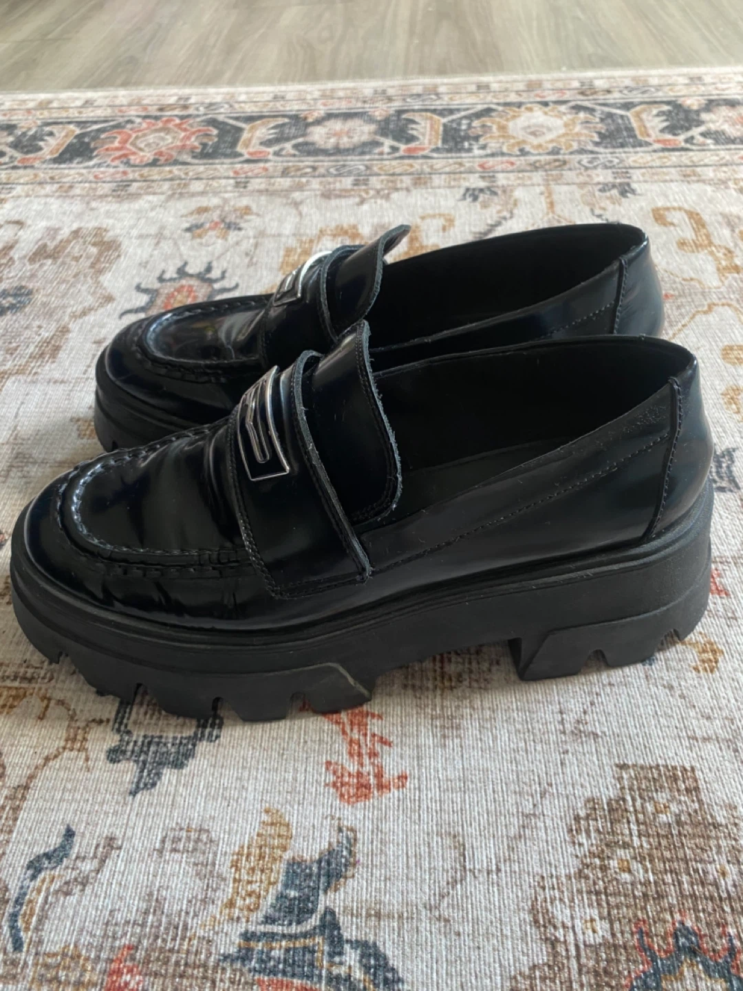 ALDO Black Patent Platform Loafers
